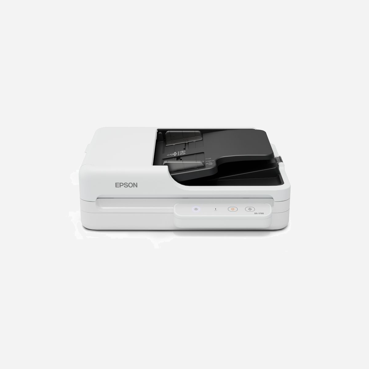 Epson WorkForce DS-1730 Scanner A4 à plat et chargeur auto 1200x1200 DPI CIS LED RGB 30bit 60 feuilles USB 2.0 Compatible Windows et macOS - Epson WorkForce DS-1730. Surface maximal de numérisation: 215,9 x 297 mm, Résolution de numérisation optique: 1200 x 1200 DPI, Profondeur d'affichage d'entrée de couleur: 30 bit. Type de scanner: Scanner à plat et chargeur automatique, Couleur du produit: Noir, Blanc. Type de capteur: CIS, Cycle de fonctionnement par jour (max): 3000 pages, Source lumineuse: LED RGB. Capacité d'entrée standard: 60 feuilles. Taille de papier de série A ISO maximum: A4, Prise en charge des types de numérisation de support: Carte de visite, Papier plastifié, ISO, Format Series A (A0...A9): A4, A5, A6