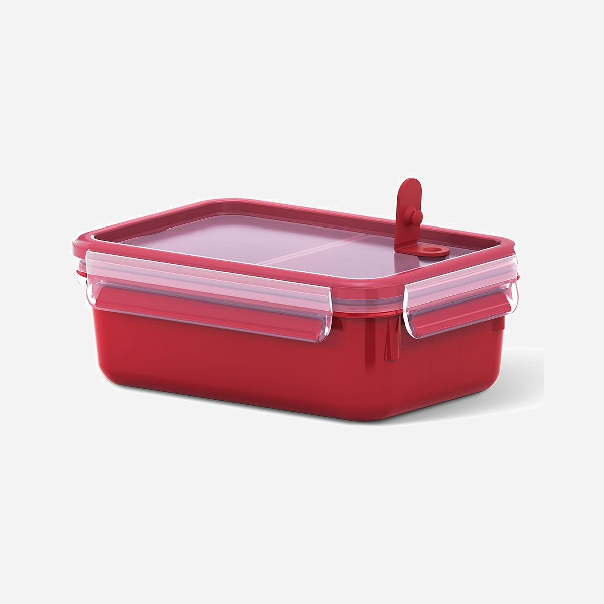 EMSA Boîte Alimentaire Micro-Ondes 1L Rouge/Transparent - Polypropylène/TPE, Dimensions 135x195x70mm, Compatible Lave-Vaisselle/Congélateur, Antifuite - Simple soupape à ouvrir avant de mettre la boîte au micro-ondes