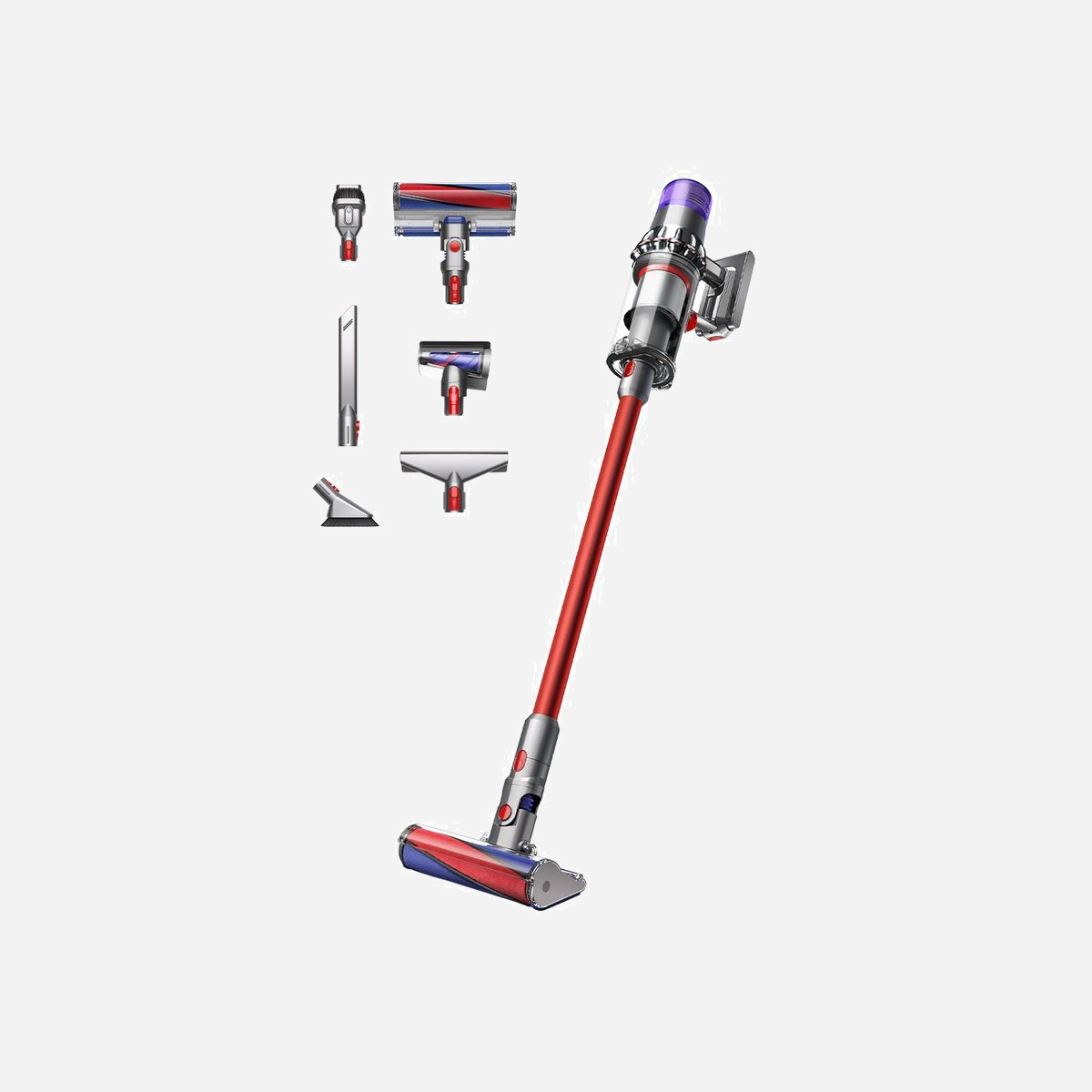 Aspirateur-balai 2en1 Dyson 476550-01 Cyclone/Filtre, sans sac, autonomie 60min, batterie LiNCA, puissance 185AW, LCD, nickel/rouge, sols nus/tapis - Dyson V11 Fluffy. Type de produit: Aspirateur-balai 2 en 1, Type de conteneur à poussière: Sans sac, Couleur du produit: Nickel, Rouge. Type de nettoyage: Sec, Technologie d'aspiration: Type cyclone/à filtre, Surfaces de nettoyage: Sol nu, Tapis, Sol dur, Soft floor, Marches d’escalier, Carrelage, Tapisserie, Wooden floor. Commande de l'alimentation: Électronique, Voyants: Niveau de puissance. Source d'alimentation: Batterie, Technologie batterie: Lithium Nickel Cobalt Aluminum Oxide (LiNCA), Temps de marche: 60 min. Largeur: 1286 mm, Profondeur: 250 mm, Hauteur: 261 mm