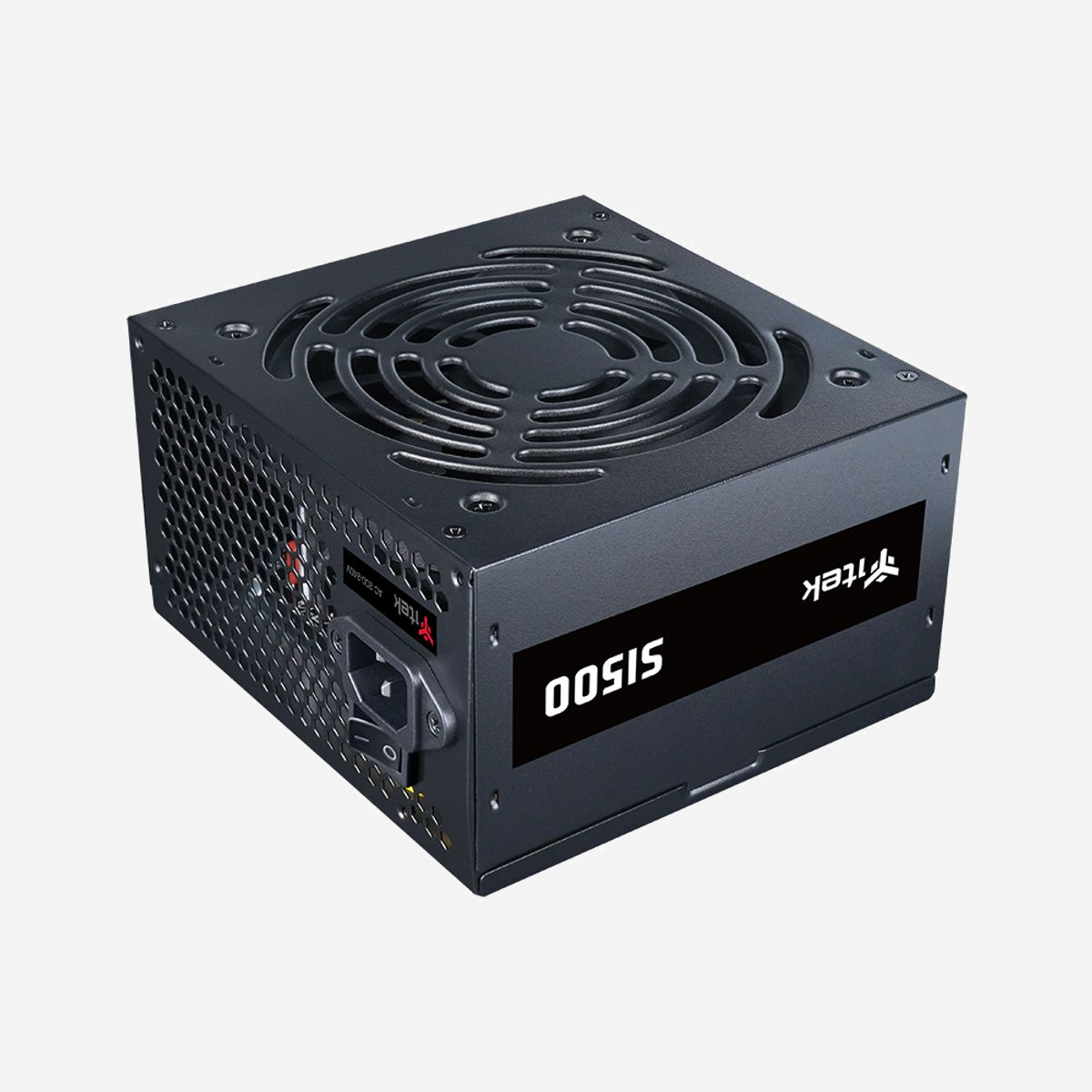 Alimentation itek SI500 500W ATX 20+4 pin avec certification 80 PLUS, PFC actif, ventilateur 12 cm et câbles 60 cm (ATX) + 50 cm (SATA) – Noir - itek SI500. Puissance totale: 500 W, Tension d'entrée AC: 100 - 240 V, Type de Correcteur de Factueur de Puissance (CFP): Actif. Connecteur de la carte mère: 20+4 pin ATX, Longueur de câble d'alimentation de carte-mère: 60 cm, Longueur du câble d'alimentation SATA: 500 mm. Utilité: PC, Facteur de forme de l'unité d'alimentation: ATX, Certification 80 PLUS: 80 PLUS. Couleur du produit: Noir, Type de refroidissement: Actif, Diamètre du ventilateur: 12 cm. Largeur: 140 mm, Profondeur: 150 mm, Hauteur: 86 mm