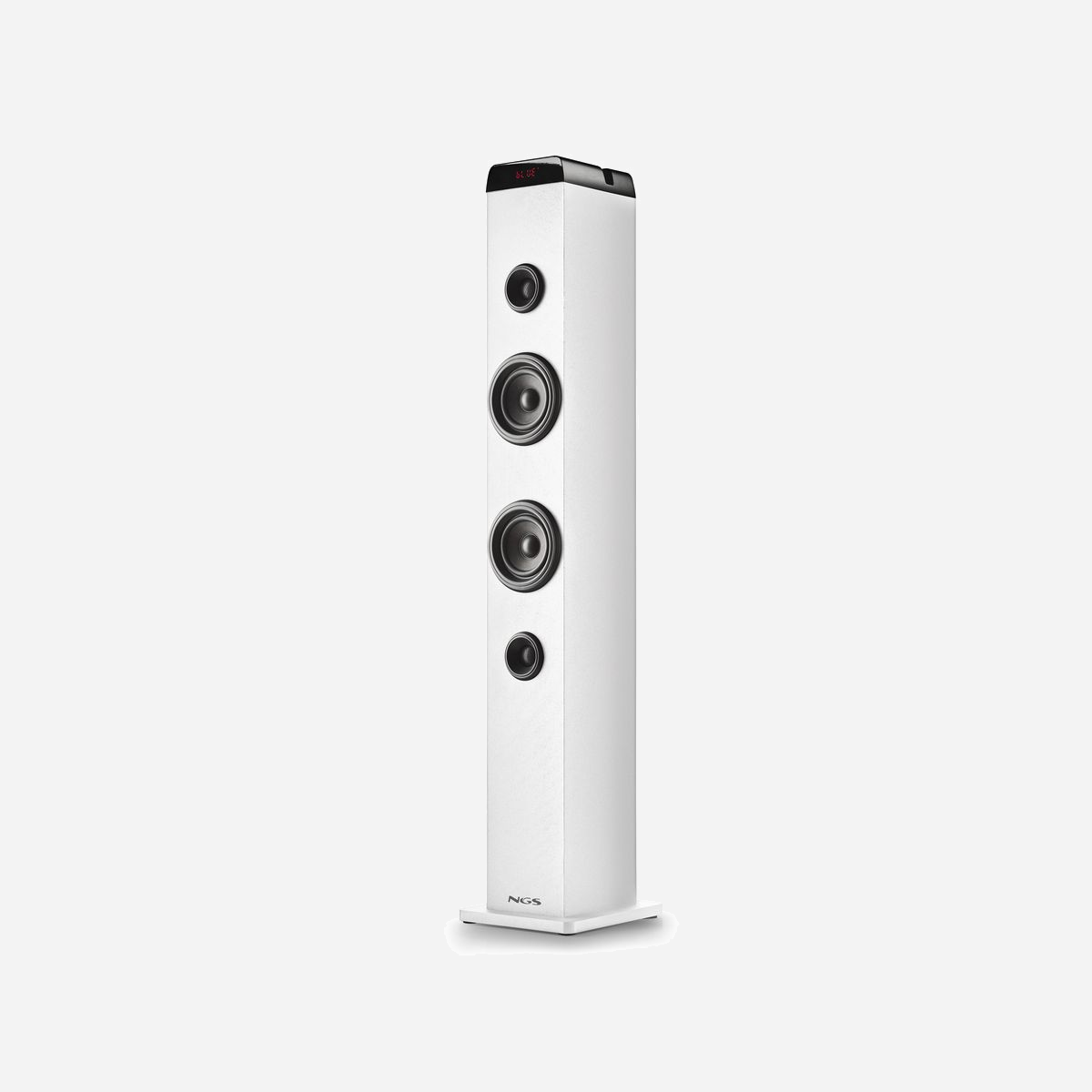 Enceinte tour NGS Sky Charm Pro 40W (80W crête) Bluetooth 5.0 avec entrée micro, connectivité USB/AUX/Optique et mode filaire/sans fil - Blanc (réf. ELEC-SPK-0946) - <b>TOUR DE SON 80W - FONCTION DE DIFFUSION - ENTRÉE MICRO - BT- BT/USB/OPTIQUE/AUX-IN</b>
