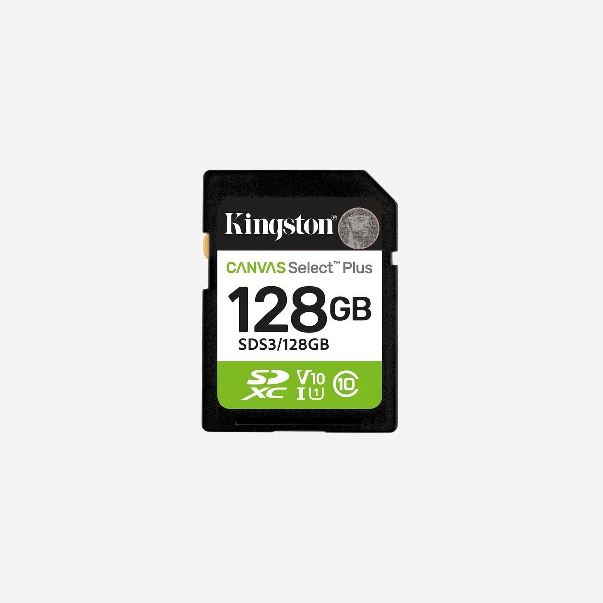 Carte SD Kingston Canvas Select Plus 128 Go UHS-I Classe 10 V10 Lecture 150 Mo/s pour Vidéo Full HD, Température -25°C à 85°C - <b>Pour les caméras vidéo Full HD 1 080 p</b><br>La carte SD Canvas Select Plus de Kingston offre des performances fiables et des débits allant jusqu’à 150 Mo/s*. Elle est idéale pour les appareils photo/caméras et l’enregistrement de vidéos en Full HD. Avec des vitesses UHS-I de classe 10, elle garantit des performances fluides et constantes. Durable et polyvalente, elle est parfaite pour les besoins de stockage quotidiens.<br><br>La carte SD Canvas Select Plus de Kingston est conçue pour offrir des performances, des débits et une durabilité à toute épreuve pour le transfert et le développement de photos haute résolution ou la capture et le montage de vidéos Full HD. Elle peut atteindre des vitesses UHS-I de classe 10 jusqu’à 150 Mo/s* pour un stockage facile et des transferts rapides, ainsi qu’une interface vidéo de classe 30 qui permet d’enregistrer des vidéos cinématiques en Full HD**. La carte SD Canvas Select Plus est disponible en plusieurs capacités allant jusqu’à 1 To*** et bénéficie d’une garantie à vie.<br><br><b>Des vitesses impressionnantes</b><br>Vitesses UHS-I impressionnantes, jusqu’à 150 Mo/s*.<br><br><b>Enregistre les images et les vidéos en Full HD (1 080 p)</b><br>Optimisée pour les appareils photo et l’enregistrement vidéo Full HD.<br><br><b>Capacités élevées</b><br>Capacités jusqu’à 1 To*** pour stocker des photos et des vidéos Full HD.<br><br><b>Résistante</b><br>Pour la sérénité des utilisateurs, les cartes ont passé des tests complets et intensifs pour garantir son étanchéité, sa résistance aux températures et aux rayons X.****