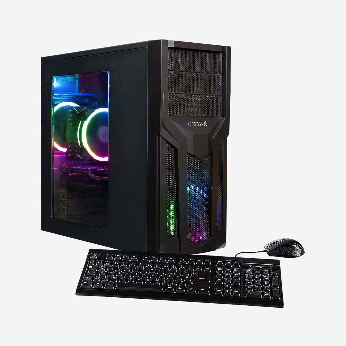 CAPTIVA Power Starter R80-018 : AMD Ryzen 7 5700G, 16Go DDR4 3200MHz, SSD 1To M.2, Radeon Graphics, Wi-Fi 6, Écran 24" IPS FHD - CAPTIVA Power Starter R80-018 TFT Bundle. Fréquence du processeur: 3,8 GHz, Famille de processeur: AMD Ryzen™ 7, Modèle de processeur: 5700G. Mémoire interne: 16 Go, Type de mémoire interne: DDR4-SDRAM, Fréquence de la mémoire: 3200 MHz. Capacité totale de stockage: 1 To, Supports de stockage: SSD, Lecteur de cartes mémoires intégré, Lecteur optique: DVD-RW. Modèle d'adaptateur graphique inclus: AMD Radeon Graphics. Alimentation d'énergie: 350 W. Type de produit: PC. Poids: 11 kg. Couleur du produit: Noir