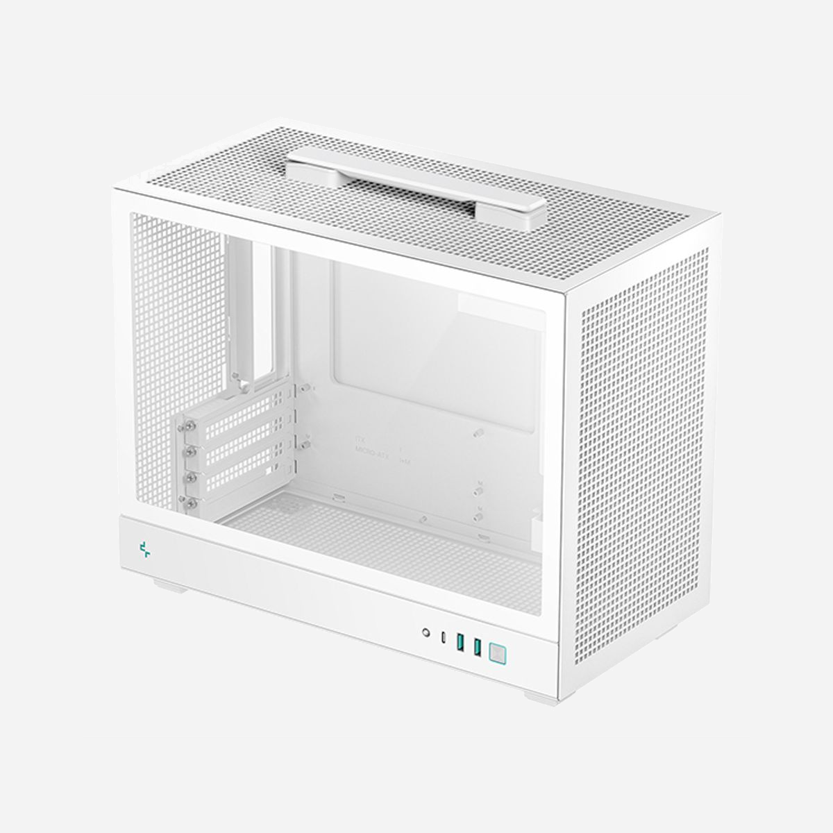 DeepCool CH160 PLUS WH Boîtier PC SFF Blanc, Micro ATX/Mini-ITX, Baies 3.5"/2.5", USB 3.2 Gen1/Gen2 Type-A/C, Vent. 120/140mm, Refroidissement liquide 120/240mm - DeepCool CH160 PLUS WH. Format: Small Form Factor (SFF), Type: PC, Couleur du produit: Blanc. Emplacement d'alimentation: Haut, Facteurs de forme d'alimentation pris en charge: ATX, PS2, SFX, SFX-L. Prise en charge des diamètres des ventilateurs avants: 120,140 mm, Pris en charge des diamètres des ventilateurs arrières: 120 mm, Pris en charge des diamètres des ventilateurs supérieurs: 120 mm. Tailles de disques durs supportées: 2.5,3.5". Largeur: 195 mm, Profondeur: 375 mm, Hauteur: 323,5 mm