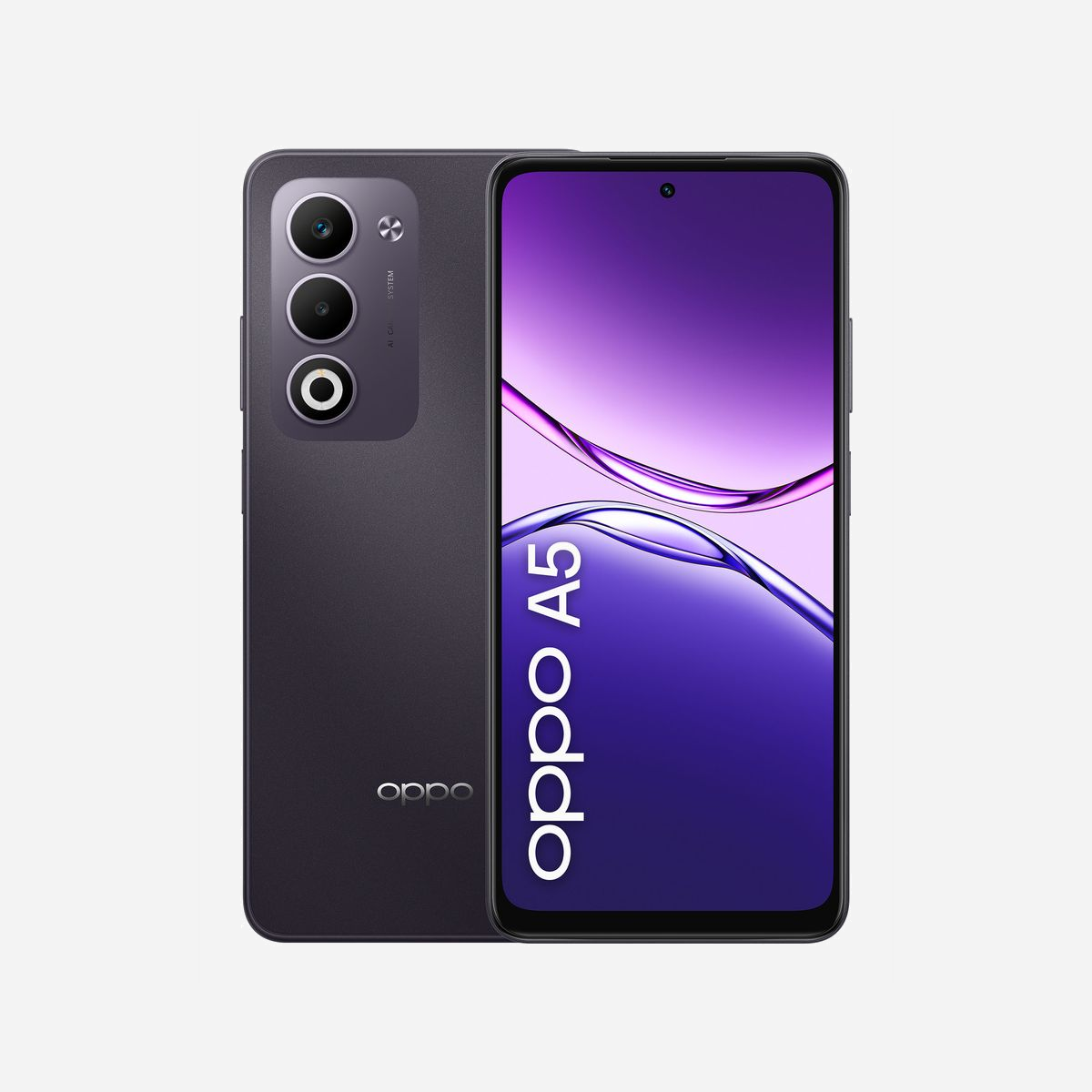 OPPO A5 (110010348463) Smartphone 6.67" LCD 1604x720 Qualcomm Snapdragon 6s Gen 1 6Go RAM LPDDR4X 128Go Android 15 Double SIM Violet - OPPO A5 . Taille de l'écran: 16,9 cm (6.67"), Résolution de l'écran: 1604 x 720 pixels. Fréquence du processeur: 2,1 GHz, Famille de processeur: Qualcomm Snapdragon, Modèle de processeur: 6s Gen 1. Capacité de la RAM: 6 Go, Type de RAM: LPDDR4X, Capacité de stockage interne: 128 Go. Résolution de la caméra arrière (numerique): 50 MP, Type de caméra arrière: Double caméra. Capacité de la carte SIM: Double SIM. Système d'exploitation installé: Android 15. Capacité de la batterie: 6000 mAh. Couleur du produit: Violet. Poids: 194 g