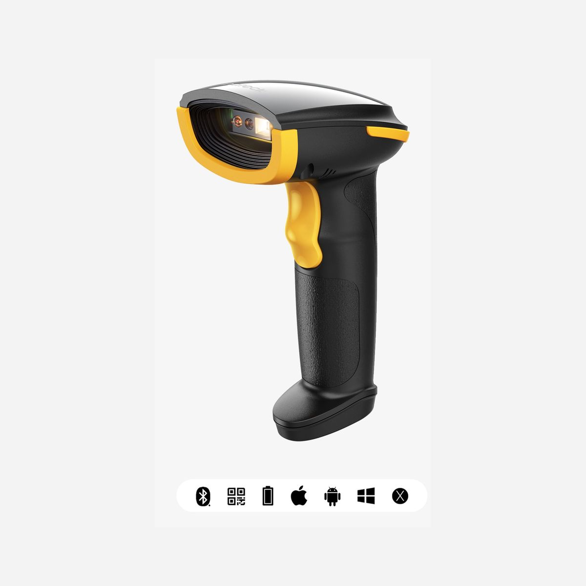 Lecteur Code Barre 2D Portable Petzl BCST-23_BLACK CMOS, Bluetooth & USB, Batterie 2000mAh, Lecture Codes Aztec/Data Matrix/QR, Noir/Jaune - Inateck BCST-23. Type: Lecteur de code barre portable, Type de scanner: 2D, Type de capteur: CMOS. Technologie de connectivité: Avec fil &sans fil, Interfaces standards: Bluetooth, USB. Couleur du produit: Noir, Jaune, Matériau du boîtier/corps: Acrylonitrile-Butadiène-Styrène (ABS), Polycarbonate (PC), Uréthane thermoplastique (TPU). Type de source d'alimentation: Batterie, USB, Capacité de la batterie: 2000 mAh. Poids: 205 g, Largeur: 90,9 mm, Profondeur: 68,3 mm