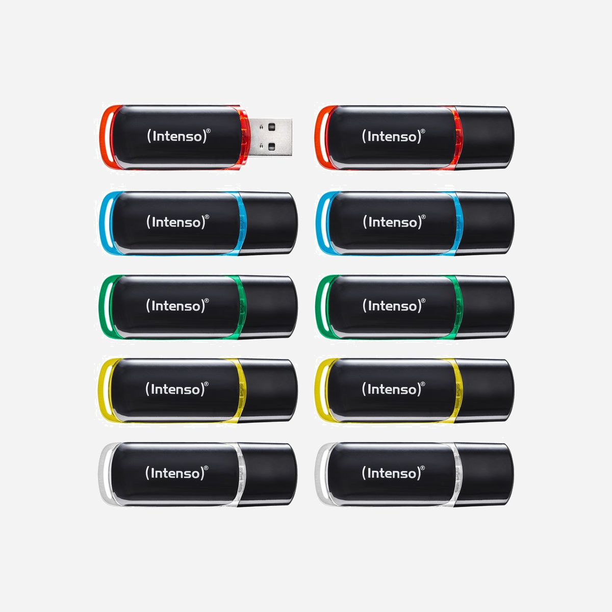 Intenso 3511561 Lot de 10 clés USB 8 Go Type-A 2.0 (28 Mo/s lecture, 6,5 Mo/s écriture) couleurs variées compatibles Windows 10+ macOS 10.x+ - Optimisez la gestion des données en équipe avec ce lot de 10 clés USB Intenso 8 Go. Idéal pour les environnements professionnels, chaque clé USB 2.0 offre des vitesses de lecture à 28 Mo/s et d'écriture à 6,5 Mo/s, garantissant des transferts fluides et fiables. Les couleurs variées (noir, rouge, vert, bleu, jaune, transparent) permettent une identification rapide, tandis que leur format compact (60 × 19 × 9 mm) et léger (6 g) les rend pratiques à transporter. Compatibles Plug and Play avec Windows 10+ et macOS 10.x+, elles s’intègrent sans configuration à vos systèmes existants. Parfait pour partager des fichiers, sauvegarder des documents ou organiser des projets en toute simplicité.
