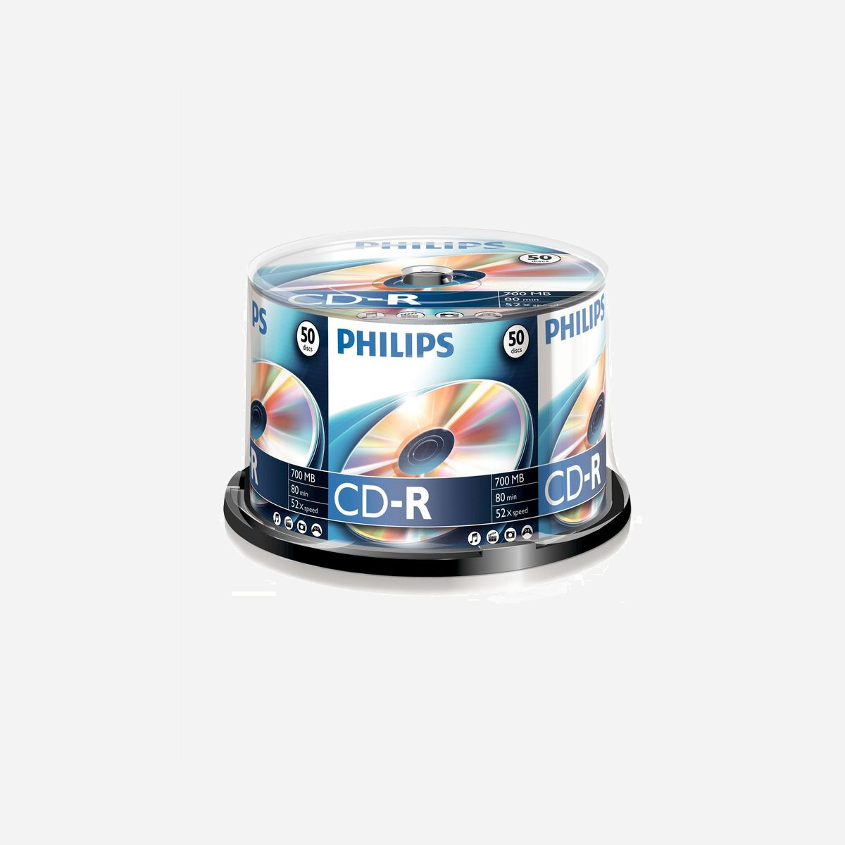 Philips CD-R CR7D5NB50/00 700MB 52x vitesse support enregistrement données et audio - Philips CD-R CR7D5NB50/00 : une solution fiable pour l'archivage et le partage de données. Avec une capacité de 700 Mo et une vitesse d'écriture de 52x, ces CD-R permettent un enregistrement rapide de fichiers ou de musique (80 min d'audio). Idéal pour les entreprises ayant besoin de sauvegarder des documents, des présentations ou des médias, ce pack de 50 unités offre un rapport qualité-prix optimisé. Compatible avec la plupart des lecteurs et graveurs CD, il s'intègre facilement dans les workflows existants. Le design Supernova ajoute une touche professionnelle à vos supports, tout en garantissant une durabilité adaptée à un usage intensif.