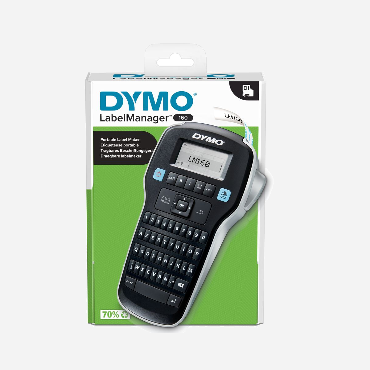 DYMO LabelManager 160 Étiqueteuse portable avec clavier AZERTY et écran LCD pour étiquettes autocollantes - DYMO LabelManager 160 est la solution portable idéale pour organiser vos espaces professionnels avec simplicité. Son clavier AZERTY et son écran LCD permettent de créer et prévisualiser des étiquettes autocollantes en quelques secondes, sans ordinateur. Compacte (350 g) et alimentée par 6 piles AAA, elle s’emmène partout pour étiqueter dossiers, câbles, équipements ou colis. Avec 6 polices disponibles, une résolution de 160 x 160 DPI et des bandes de 6 à 12 mm, elle répond aux besoins courants de marquage clair et durable. Parfaite pour les bureaux, entrepôts ou ateliers, elle optimise la traçabilité et réduit les erreurs grâce à des étiquettes lisibles et professionnelles.