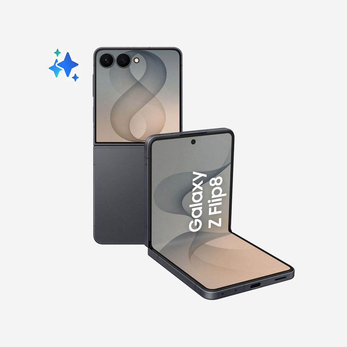 Samsung Galaxy Z Flip8 6.9" 5G Double SIM 12 Go RAM 256 Go USB Type-C 4300 mAh Graphite SM-F776BZKGEUB - Le Samsung Galaxy Z Flip8 allie design ultra-fin et polyvalence pour les professionnels exigeants. Son écran Dynamic AMOLED 2X de 6,9" à 120 Hz et son second écran Super AMOLED de 4,1" offrent une visibilité optimale, même en extérieur (jusqu’à 2600 cd/m²). La FlexCam et le mode FlexMode libèrent vos mains pour des photos et vidéos créatives, avec un capteur arrière 50 MP et une stabilisation avancée (OIS + IA). L’IA intégrée retouche vos images en temps réel, tandis que le processeur Exynos 2600 (10 cœurs) et 12 Go de RAM assurent une fluidité sans faille. Idéal pour les déplacements, ce smartphone 5G Double SIM (NanoSIM + eSIM) pèse seulement 180 g et résiste à l’eau (IP48). Son autonomie de 4300 mAh et la recharge sans fil complètent un outil conçu pour la productivité et la créativité.