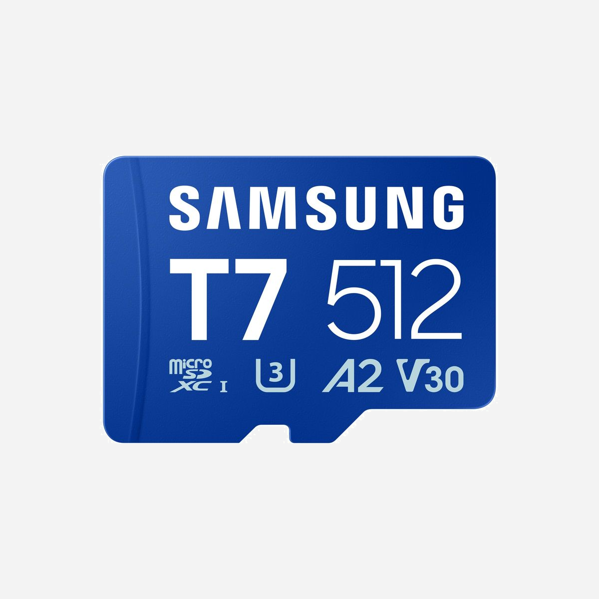 Carte microSD Samsung T7 512 Go UHS-I U3 V30 A2 classe 10 jusqu'à 170 Mo/s compatible smartphones tablettes PC et consoles - Augmentez l'espace de stockage de vos appareils avec la carte microSD Samsung T7 512 Go. Idéale pour smartphones, tablettes, PC et consoles, elle offre des vitesses de lecture jusqu'à 170 Mo/s (UHS-I U3 V30) pour des transferts fluides et des vidéos 4K sans saccade. Grâce à sa certification A2, elle permet d'exécuter des applications et jeux directement depuis la carte. Résistante à l'eau, aux chocs, aux températures extrêmes et aux rayons X, elle protège vos données en toutes circonstances. Le logiciel Samsung Magician 9.0 simplifie la gestion de votre stockage, avec des outils pour vérifier l'authenticité, surveiller la santé de la carte et sécuriser vos fichiers. Parfaite pour les créateurs de contenu et les joueurs, elle allie performance et fiabilité au quotidien.