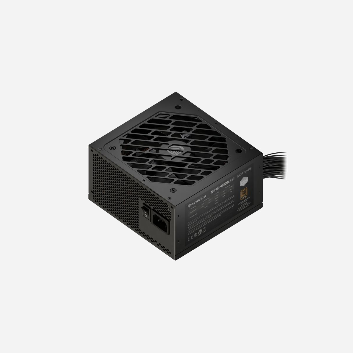 GENESIS Nihon 750NM 750W 80 PLUS Bronze ATX 20+4 pin ventilateur 12cm câbles SATA 450-650mm noir - Alimentation ATX 750W GENESIS Nihon 750NM certifiée 80 PLUS Bronze pour une efficacité énergétique de 88%. Idéale pour les configurations PC exigeantes, elle offre une puissance stable de 750W sur le rail +12V, avec des protections complètes (surchauffe, court-circuit, surtension). Ses câbles SATA (450-650mm) et PCIe (67cm) facilitent le branchement des composants, tandis que son ventilateur 12cm à roulement FDB assure un refroidissement silencieux (24,7 dB). Compatible ATX 3.1, elle s’intègre parfaitement dans les boîtiers standards.