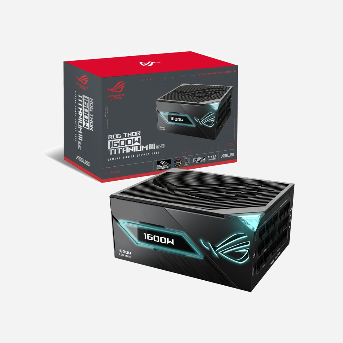 ASUS ROG THOR 1600W 80 PLUS Titanium ATX 20+4 pin avec câbles PCIe, SATA, Molex et ventilateur actif - L’ASUS ROG THOR 1600W 80 PLUS Titanium est conçue pour les configurations gaming et workstation les plus exigeantes. Avec une puissance de 1600 W et une certification Titanium, elle offre un rendement énergétique optimal, réduisant les pertes et la chaleur. Son câblage entièrement modulaire simplifie l’installation et améliore la gestion des câbles. Les connecteurs PCIe 16 broches et 6+2 pin assurent une compatibilité avec les cartes graphiques haut de gamme, tandis que les protections intégrées (surchauffe, surtension, etc.) garantissent une alimentation stable et sécurisée. L’écran OLED intégré permet de surveiller en temps réel la consommation et la température, et le ventilateur actif avec technologie DBB assure un refroidissement efficace et silencieux. Idéale pour les PC performants sous Windows, macOS ou FreeDOS.