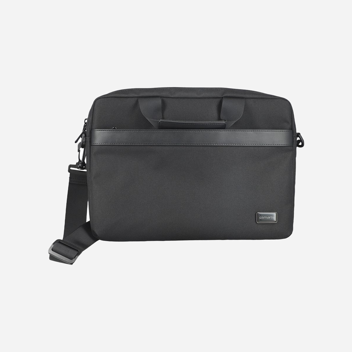 4smarts 541763 Sac Toploader 16" 2 compartiments monochromatique noir 440 g avec sangle épaule et poignée - Le sac Toploader 4smarts 541763 allie praticité et protection pour les ordinateurs portables jusqu’à 16". Son design monochromatique noir s’adapte à tous les environnements professionnels. Avec 2 compartiments, une pochette accessoires et une poche avant, il organise efficacement vos équipements. Léger (440 g) mais résistant aux chocs et hydrofuge, il protège votre matériel en déplacement. La sangle épaule amovible et la poignée offrent un transport flexible, tandis que la sangle de maintien au chariot simplifie les trajets. Fabriqué en matériaux recyclés (polyester, PET), il répond aux exigences écoresponsables. Garantie 2 ans.