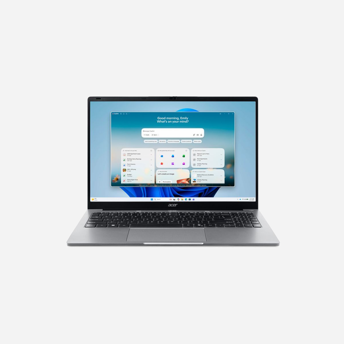 Acer Aspire Lite AL15-47P-R439 AMD Ryzen 3 5400U 15.6" FHD 8GB DDR4 512GB SSD Wi-Fi 7 Windows 11 Home Gris - L'Acer Aspire Lite AL15-47P-R439 allie performance et mobilité avec son processeur AMD Ryzen 3 5400U, 8 Go de DDR4 et un SSD NVMe de 512 Go pour un démarrage rapide et un multitâche fluide. Son écran Full HD IPS de 15,6" offre des couleurs précises et un confort visuel optimal, idéal pour le travail comme pour les loisirs. Léger (1,8 kg) et fin, il se transporte facilement, tandis que ses ports USB-C, HDMI et Wi-Fi 7 assurent une connectivité complète. Avec Windows 11 Home et CoPilot intégré, profitez d’un système intuitif et d’un assistant IA pour optimiser votre productivité au quotidien.