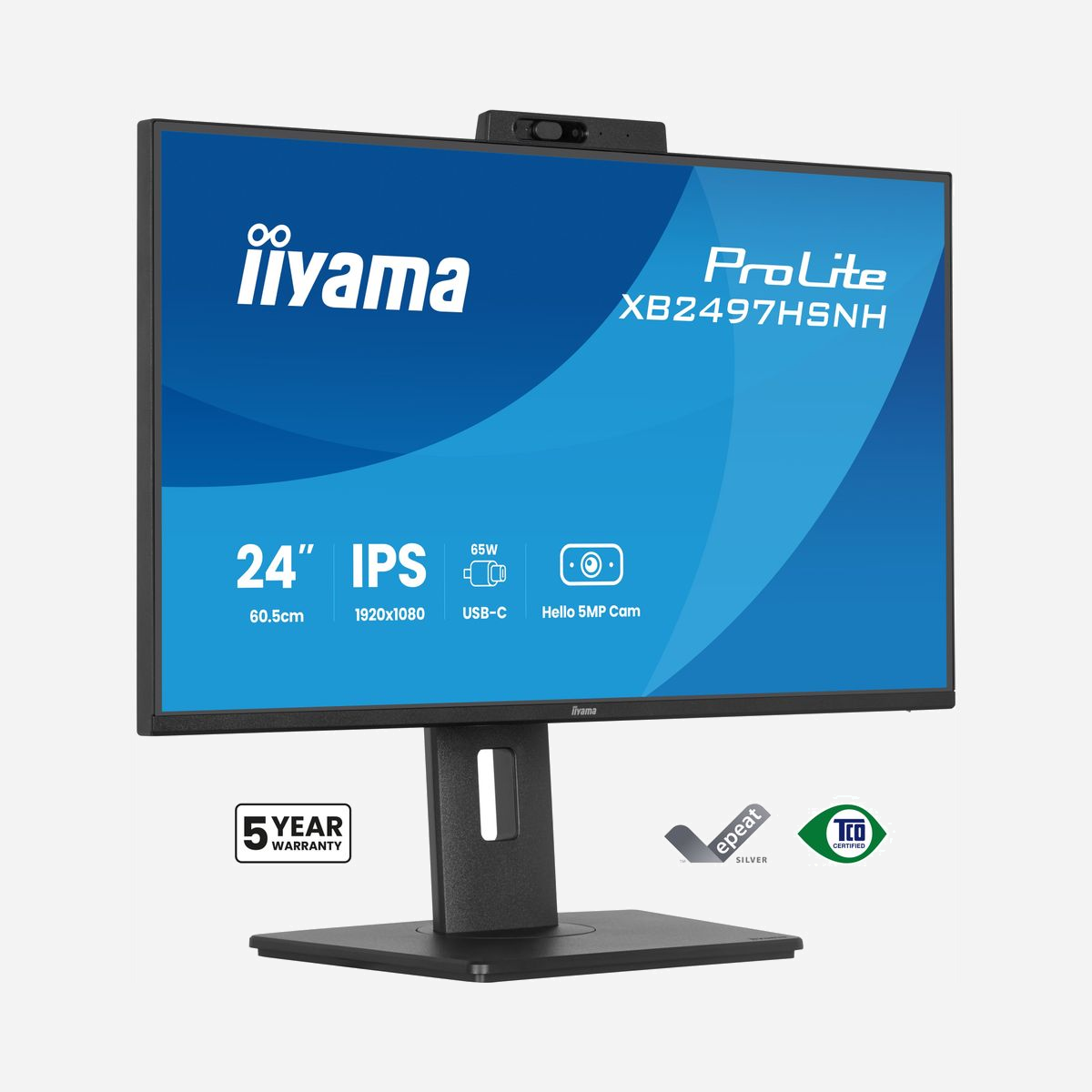 iiyama ProLite XB2497HSNH-B1 écran LED 23.8" Full HD 1920x1080 mat 16:9 178° USB 3.2 Gen 1 VESA noir - L'écran iiyama ProLite XB2497HSNH-B1 allie performance et polyvalence pour les professionnels. Son panneau IPS Full HD 23,8" offre des couleurs précises (99% sRGB) et des angles de vision de 178°, idéal pour le travail collaboratif ou les présentations. Doté de technologies G-SYNC et FreeSync, il élimine les saccades pour un confort visuel optimal, même sur de longues sessions. Le hub USB 3.2 Gen 1 avec port Type-C (65W) simplifie la connectivité, tandis que les haut-parleurs intégrés, le microphone et la webcam optimisent les visioconférences. Son design ergonomique (réglage en hauteur, pivot, VESA) et sa gestion des câbles en font un choix pratique pour les bureaux exigeants.
