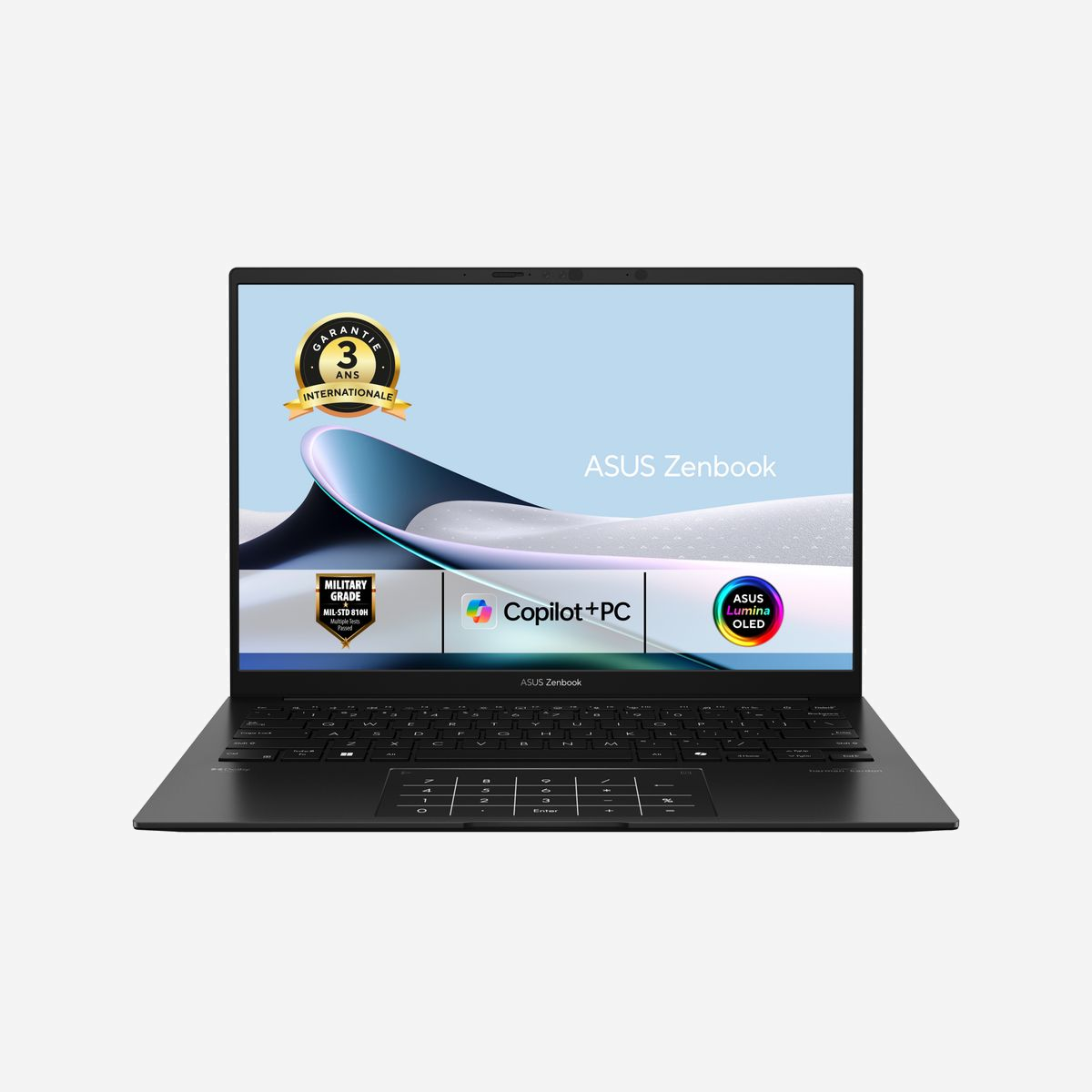 ASUS Zenbook 14 OLED UM3406KA 35,6 cm WUXGA AMD Ryzen AI 5 340 16 Go LPDDR5x 512 Go SSD Wi-Fi 6E Windows 11 Pro - L’ASUS Zenbook 14 OLED UM3406KA allie mobilité et puissance pour les professionnels exigeants. Son écran OLED WUXGA 14" offre des couleurs précises (100% DCI-P3) et un contraste exceptionnel (1 000 000:1), idéal pour le design ou le montage vidéo. Propulsé par un AMD Ryzen AI 5 340 (6 cœurs, 12 threads) et 16 Go de LPDDR5x, il gère multitâche et applications IA avec fluidité. Le SSD NVMe PCIe 4.0 de 512 Go assure des transferts rapides, tandis que le Wi-Fi 6E et les ports USB4 garantissent une connectivité optimale. Légers (1,2 kg) et fin (14,9 mm), son boîtier aluminium et son autonomie longue durée en font un allié pour les déplacements. Windows 11 Pro, la sécurité TPM et la reconnaissance faciale complètent l’offre.