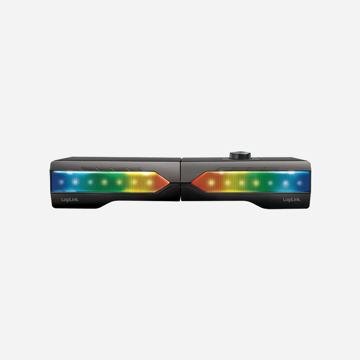 Barre de son LogiLink SP0059 6W RMS filaire et sans fil avec éclairage multi-couleur 380mm noir - La barre de son LogiLink SP0059 offre une solution audio compacte et polyvalente, idéale pour équiper les postes de travail, salles de réunion ou espaces d'accueil professionnels. Avec ses 380 mm de largeur et son design noir sobre, elle s'intègre discrètement sous un écran ou sur un bureau tout en délivrant une puissance de 6W RMS. Cette barre sonore se distingue par sa double connectivité filaire et Bluetooth 5.0, permettant une connexion rapide depuis ordinateurs, smartphones ou tablettes sans contrainte de câblage. La technologie Bluetooth 5.0 garantit une transmission stable et une portée optimale pour vos présentations et visioconférences. Équipée de deux haut-parleurs de 5,08 cm et d'un rapport signal-sur-bruit de 60 dB, la SP0059 restitue un son clair et équilibré pour les contenus multimédias professionnels. Elle prend en charge les formats audio courants MP3, WAV et WMA, et intègre même une fonction radio FM pour diversifier les sources sonores. L'éclairage multi-couleur intégré ajoute une touche visuelle moderne, particulièrement appréciée dans les environnements de travail collaboratifs ou les espaces d'accueil. Cette fonctionnalité peut être utilisée pour créer une ambiance ou signaler l'activité audio. Avec son poids contenu de 750 g et sa plage de température de fonctionnement étendue, cette barre de son s'adapte à différents environnements professionnels. Le câble USB inclus facilite l'alimentation et la mise en service immédiate. Un choix pertinent pour améliorer la qualité audio des équipements informatiques professionnels sans investissement majeur ni installation complexe.