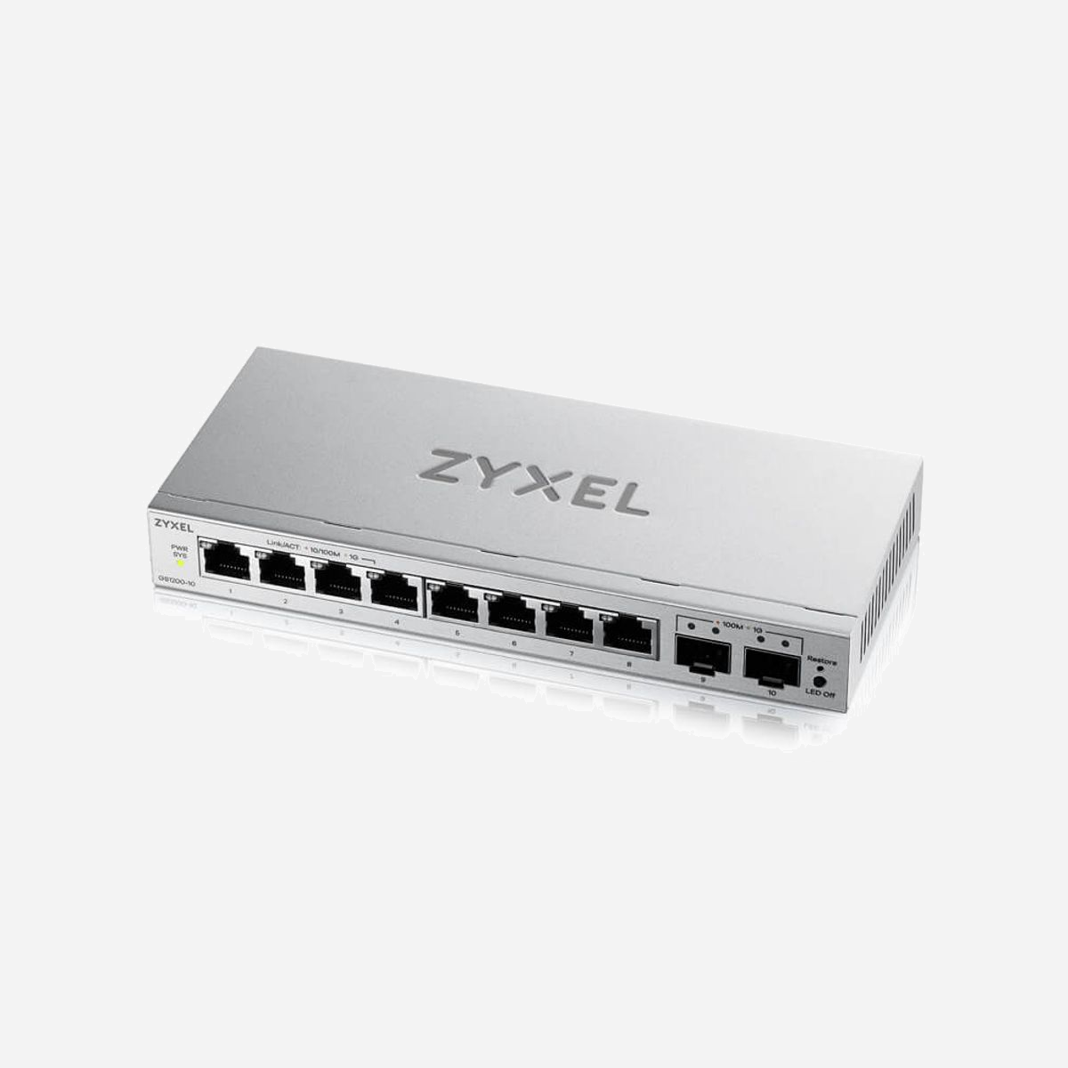 Switch Zyxel GS1200-10v3 géré L2 8 ports Gigabit Ethernet 10/100/1000 capacité 20Gbit/s format bureau gris - Le switch Zyxel GS1200-10v3 constitue une solution réseau performante et accessible pour les petites et moyennes entreprises souhaitant structurer leur infrastructure informatique. Ce commutateur géré de niveau L2 offre 8 ports Gigabit Ethernet 10/100/1000 et 2 emplacements SFP, permettant une connectivité flexible et évolutive pour vos équipements professionnels. Grâce à sa capacité de commutation de 20 Gbit/s et son taux de transfert de 14,88 Mpps, ce switch garantit des échanges de données fluides même lors de transferts intensifs de fichiers volumineux ou de sauvegardes réseau. Le support des VLAN basés sur les ports permet de segmenter votre réseau pour optimiser la sécurité et les performances, isolant par exemple les flux voix, données et invités. La gestion basée sur le web simplifie considérablement la configuration et la supervision, sans nécessiter de compétences réseau avancées. Les fonctionnalités Quality of Service (QoS) assurent la priorisation du trafic critique, essentielle pour la téléphonie IP ou la visioconférence. Le port mirroring facilite le diagnostic et la surveillance du réseau. Conçu pour un usage professionnel intensif, ce switch affiche un MTBF de 909 732 heures, témoignant de sa fiabilité. Son format bureau compact (193 x 85 x 26 mm) et sa conception fanless garantissent un fonctionnement silencieux, idéal pour une installation en open space ou bureau partagé. Avec une consommation maximale de seulement 4,165 W, il contribue à maîtriser vos coûts énergétiques. Le GS1200-10v3 représente le choix rationnel pour moderniser votre infrastructure réseau avec un équipement géré accessible, performant et durable.