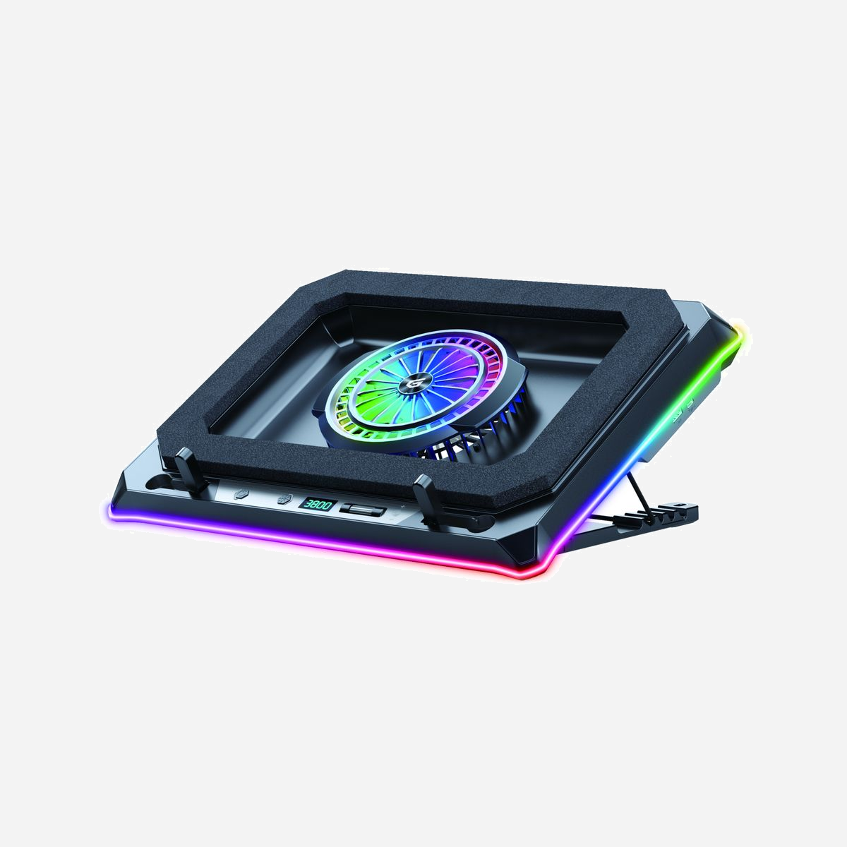 Support refroidisseur Conceptronic THYIA04B pour ordinateur portable jusqu'à 19" 1 ventilateur 1700 tr/min écran LCD noir - Le support refroidisseur Conceptronic THYIA04B constitue une solution professionnelle pour optimiser les performances et le confort d'utilisation de votre ordinateur portable. Conçu pour accueillir des machines jusqu'à 19 pouces et supporter jusqu'à 15 kg, il s'adapte à la majorité des configurations du marché, des ultraportables aux stations de travail mobiles. Son système de refroidissement actif intègre un ventilateur de 13 cm tournant jusqu'à 1700 tr/min, avec contrôle de vitesse ajustable selon vos besoins. Cette ventilation efficace dissipe la chaleur générée lors des sessions de travail intensives, des rendus graphiques ou des visioconférences prolongées, préservant ainsi les composants internes et maintenant des performances optimales. L'écran LCD intégré affiche en temps réel les informations de fonctionnement, vous permettant de surveiller l'activité du système de refroidissement. L'éclairage personnalisable en bleu ou rouge ajoute une touche visuelle moderne à votre espace de travail. L'ergonomie n'a pas été négligée : 5 positions de hauteur réglables vous permettent d'adapter l'inclinaison de votre écran pour une posture de travail confortable, réduisant la fatigue cervicale lors des longues journées. Le support pour smartphone intégré centralise vos outils de communication à portée de main. Alimenté par USB 2.0 avec une consommation maximale de seulement 4,5 W, ce support ne nécessite aucune alimentation externe. Le port USB additionnel compense celui utilisé pour l'alimentation, préservant la connectivité de votre ordinateur. Avec ses dimensions compactes et son poids de 1,35 kg, le THYIA04B se transporte aisément entre bureau et domicile, répondant aux exigences des environnements de travail hybrides actuels.