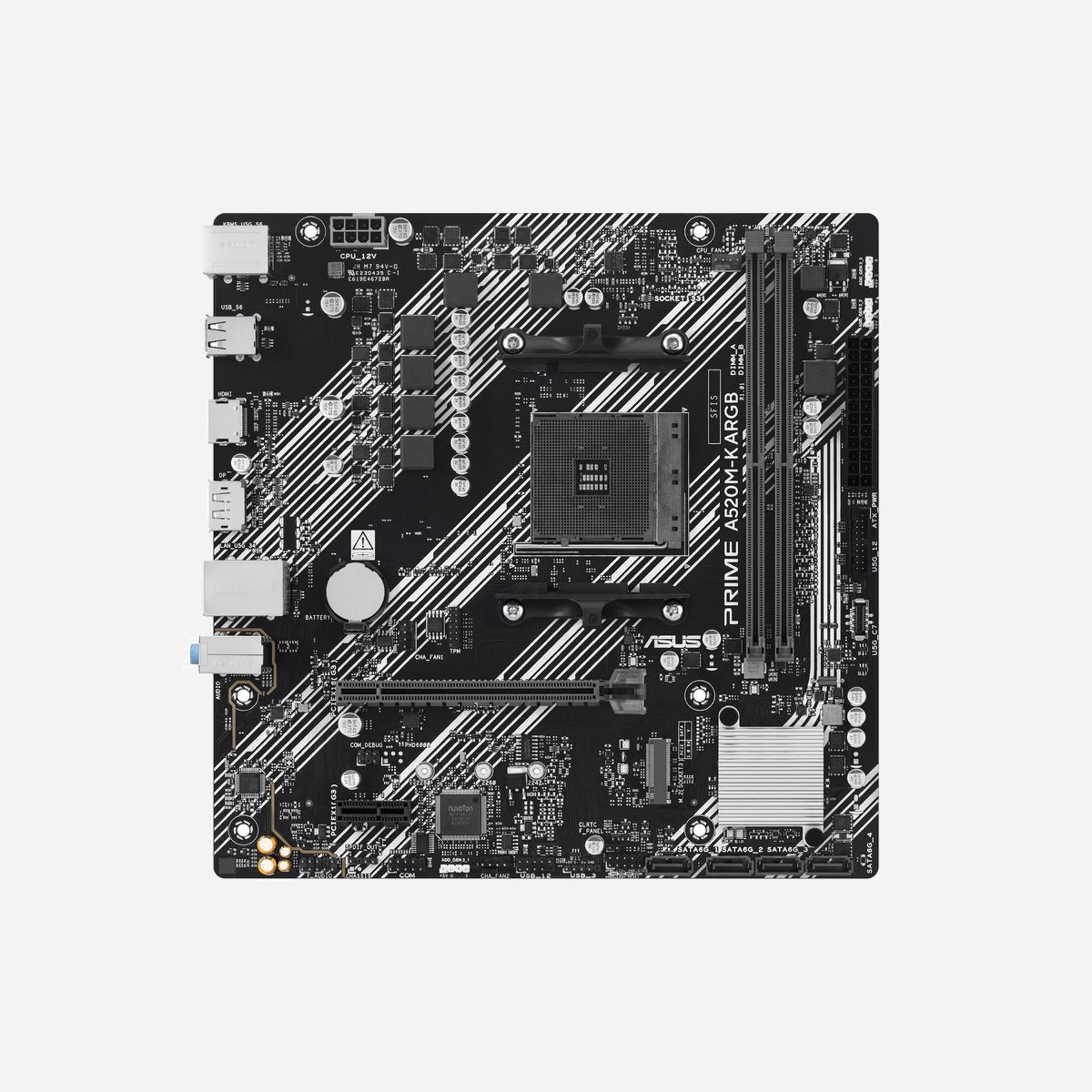 Carte mère ASUS PRIME A520M-K ARGB Socket AM4 micro ATX DDR4 64GB M.2 SATA III Gigabit Ethernet pour AMD Ryzen - La carte mère ASUS PRIME A520M-K ARGB constitue une solution fiable et économique pour assembler une station de travail ou un PC bureautique performant basé sur processeurs AMD Ryzen. Compatible avec les séries Ryzen 3000, 4000 et 5000 sur socket AM4, elle offre une évolutivité appréciable pour accompagner vos besoins sur plusieurs années. Son format micro ATX s'intègre facilement dans des boîtiers compacts tout en conservant les fonctionnalités essentielles. Avec deux emplacements DIMM DDR4 en double canal, elle supporte jusqu'à 64 Go de mémoire, suffisant pour la plupart des applications professionnelles, du multitâche intensif aux logiciels métiers exigeants. Côté stockage, cette carte mère propose quatre ports SATA III et un emplacement M.2 compatible SSD NVMe Gen 3.0, permettant de combiner rapidité et capacité. Le support RAID 0, 1 et 10 assure sécurité et performance pour vos données critiques. La connectivité réseau Gigabit Ethernet garantit des transferts rapides et stables, indispensable en environnement professionnel. Les sorties vidéo HDMI et DisplayPort offrent une flexibilité d'affichage pour un ou deux écrans. L'audio 7.1 canaux répond aux besoins multimédia courants. Les connecteurs USB 2.0 et USB 3.2 Gen 1, tant en façade qu'à l'arrière, assurent la compatibilité avec tous vos périphériques. Le connecteur LED RGB ARGB permet une personnalisation visuelle si souhaité. Conçue par ASUS, cette carte mère bénéficie d'un BIOS UEFI éprouvé et d'une compatibilité Windows 10 et 11. Un choix rationnel pour des configurations professionnelles fiables sans superflu.