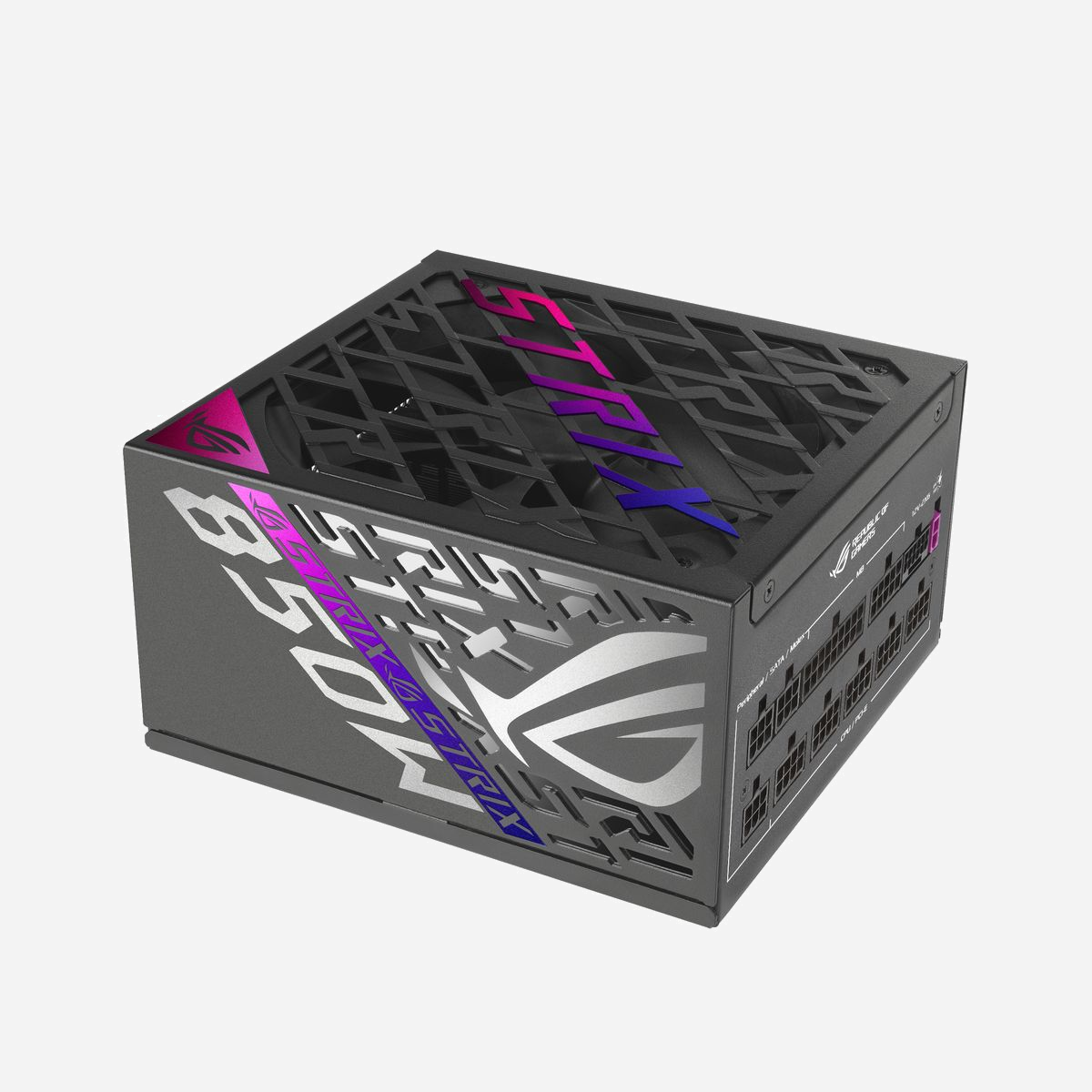 Alimentation ASUS ROG STRIX 850W 80 PLUS Platinum ATX 20+4 pin ventilateur 135mm câbles modulaires noir - L'alimentation ASUS ROG STRIX 850W 80 PLUS Platinum représente une solution de choix pour équiper vos configurations gaming haut de gamme et stations de travail exigeantes. Avec sa puissance de 850W et sa certification 80 PLUS Platinum, elle garantit un rendement énergétique supérieur à 92%, réduisant ainsi votre consommation électrique et la dissipation thermique. Conçue selon la norme ATX 3.1, cette alimentation intègre un connecteur PCIe 16 broches dédié aux cartes graphiques nouvelle génération, assurant une compatibilité optimale avec les GPU les plus récents. Le rail +12V délivre jusqu'à 70,8A, offrant la stabilité nécessaire aux composants gourmands en énergie. Son système de câblage entièrement modulaire facilite l'installation et optimise la gestion des câbles dans le boîtier, améliorant ainsi le flux d'air et l'esthétique de votre configuration. La fiabilité est au cœur de cette alimentation avec ses multiples protections électroniques contre les surtensions, surintensités, courts-circuits et surchauffes. Le ventilateur de 135mm à roulement DBB assure un refroidissement silencieux et efficace, avec une durée de vie estimée à 120000 heures. Les 6 connecteurs SATA, 4 connecteurs PCIe 6+2 broches et 3 connecteurs Molex permettent de brancher simultanément de nombreux périphériques. Cette alimentation s'adresse aux professionnels et passionnés recherchant performance, stabilité et évolutivité pour leurs systèmes informatiques exigeants, tout en bénéficiant de la qualité et de la réputation de la gamme ROG d'ASUS.