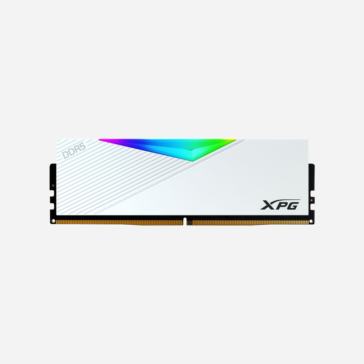 Mémoire XPG LANCER RGB 16GB DDR5-6000 CL30 1x16GB 288-pin DIMM avec éclairage RGB pour PC de bureau - La mémoire XPG LANCER RGB DDR5-6000 représente une solution performante pour les configurations PC de bureau exigeantes. Avec sa fréquence native de 6000 MHz et sa latence CAS optimisée à 30, ce module de 16 Go offre une bande passante élevée particulièrement adaptée aux applications professionnelles gourmandes en ressources, au montage vidéo, à la modélisation 3D et aux environnements de développement complexes. La technologie DDR5 apporte des gains significatifs par rapport à la génération précédente : débit mémoire supérieur, efficacité énergétique améliorée avec une tension de 1.35V, et fonction On-Die ECC intégrée pour une meilleure intégrité des données. Cette barrette est compatible avec les profils Intel XMP 3.0 et AMD EXPO 1.0, garantissant une configuration simplifiée et des performances optimales sur les plateformes récentes. Le format 288-pin DIMM standard assure une compatibilité étendue avec les cartes mères DDR5 actuelles. Le système de refroidissement par radiateur maintient des températures stables même sous charge intensive, tandis que l'éclairage RGB multicolore personnalisable permet d'harmoniser l'esthétique de votre configuration. Avec ses dimensions compactes (133,3 x 40 x 8 mm) et son poids de 73,66 grammes, ce module s'intègre facilement dans la plupart des boîtiers. La certification RoHS témoigne du respect des normes environnementales. Idéale pour les professionnels recherchant un équilibre entre performances DDR5 de nouvelle génération et fiabilité, la XPG LANCER RGB constitue une base solide pour faire évoluer votre station de travail vers les standards actuels.