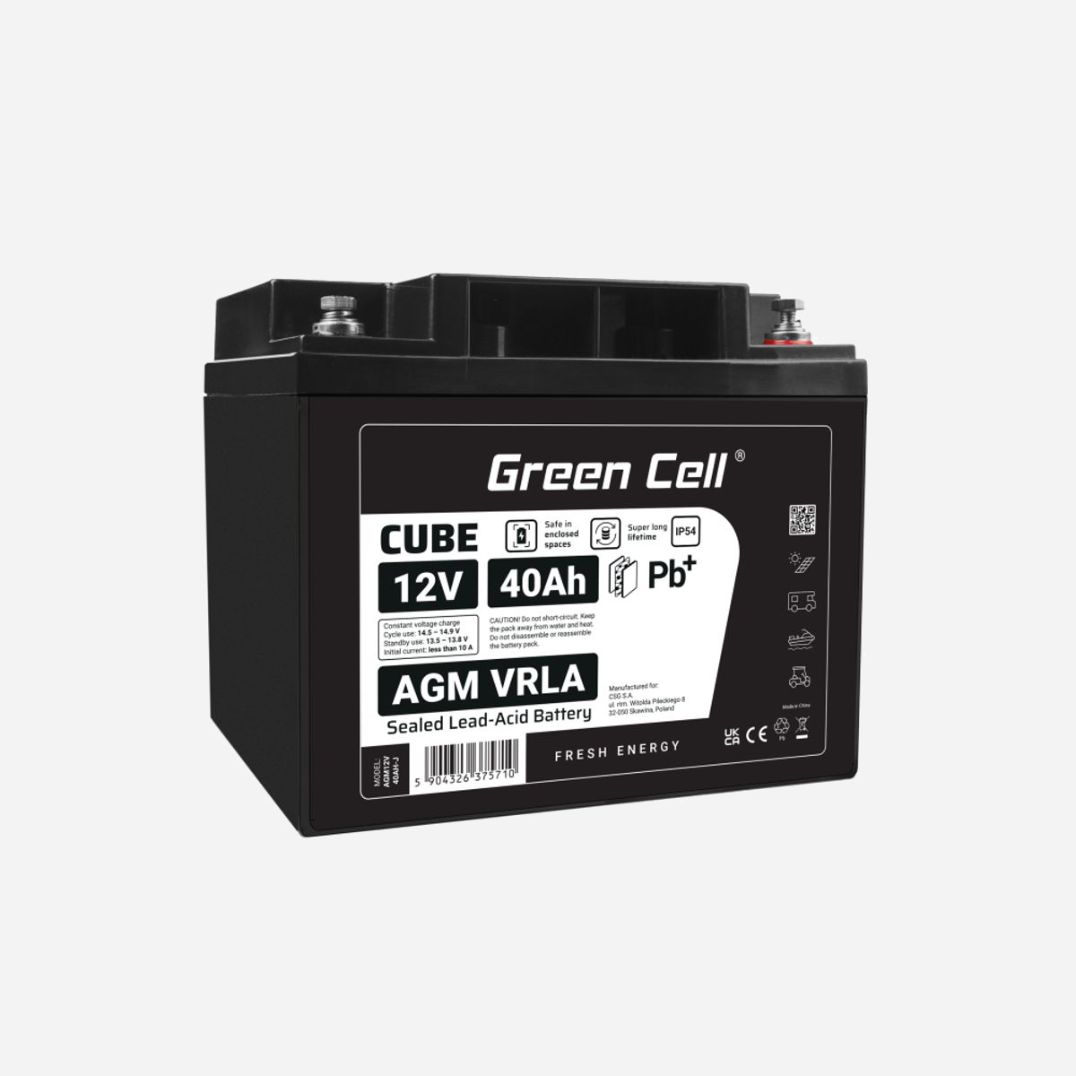 Batterie Green Cell AGM12V40AH-J 12V 40Ah Sealed Lead Acid VRLA pour onduleur 197x165mm 12kg - La batterie Green Cell AGM12V40AH-J constitue une solution fiable pour alimenter vos onduleurs et systèmes de secours électrique en environnement professionnel. Avec sa capacité de 40 Ah et sa tension de 12 V, elle assure une autonomie optimale pour protéger vos équipements critiques contre les coupures de courant. Cette batterie utilise la technologie Sealed Lead Acid VRLA, reconnue pour sa robustesse et sa maintenance réduite. Totalement étanche, elle ne nécessite aucun ajout d'eau et peut être installée dans diverses positions sans risque de fuite. Cette caractéristique en fait un choix idéal pour les salles serveurs, les installations de télécommunication, les systèmes d'alarme et les équipements médicaux. Avec une durée de vie annoncée de 5 ans, cette batterie représente un investissement durable pour votre infrastructure. Ses dimensions compactes de 197x170x165 mm facilitent son intégration dans la plupart des onduleurs du marché, tandis que son poids de 12 kg garantit une densité énergétique satisfaisante. La référence AGM12V40AH-J de Green Cell s'adresse aux professionnels recherchant une alimentation de secours performante pour leurs équipements informatiques, leurs systèmes de sécurité ou leurs installations industrielles. Sa technologie VRLA assure une décharge profonde contrôlée et une recharge efficace, prolongeant ainsi la disponibilité de vos systèmes critiques. Un choix technique pertinent pour sécuriser la continuité de vos opérations professionnelles.