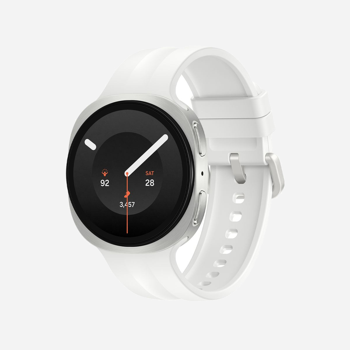 Montre connectée Samsung Galaxy Watch9 40mm AMOLED 1.3" 438x438 pixels écran tactile GPS WiFi argent 390mAh - La Samsung Galaxy Watch9 40mm incarne l'excellence technologique au service de votre bien-être quotidien. Dotée d'un écran Super AMOLED de 1,3 pouce affichant 16 millions de couleurs en résolution 438x438 pixels, cette montre connectée offre une lisibilité exceptionnelle en toutes circonstances grâce à sa densité de 327 pixels par pouce et son verre saphir ultra-résistant. Propulsée par le processeur Qualcomm Snapdragon Wear Elite à 5 cœurs cadencé à 2100 MHz, associé à 2 Go de RAM et 32 Go de stockage, la Galaxy Watch9 délivre des performances fluides pour analyser en temps réel vos données de santé. Le suivi cardiaque optique, le capteur de température cutanée, l'accéléromètre et le gyroscope vous accompagnent 24h/24 dans le monitoring de votre activité physique, votre sommeil et votre nutrition. Son autonomie de 40 heures avec batterie 390 mAh et sa recharge sans fil garantissent une utilisation continue sans contrainte. La certification IP68 et la norme militaire MIL-STD-810H assurent une résistance optimale à l'eau (5 ATM) et aux chocs, idéale pour les environnements professionnels exigeants. La connectivité complète WiFi 4, Bluetooth 6.0 et GPS multi-constellation (GPS, Galileo, GLONASS, BeiDou, QZSS) permet un positionnement précis et une synchronisation parfaite avec votre smartphone Android via Wear OS. Le paiement sans contact intégré simplifie vos transactions quotidiennes. Avec son boîtier aluminium argent de 40 mm pesant seulement 31,5 grammes, la Galaxy Watch9 allie élégance professionnelle et confort optimal. Les mises à jour de sécurité garanties jusqu'en juillet 2031 assurent un investissement pérenne pour votre entreprise.