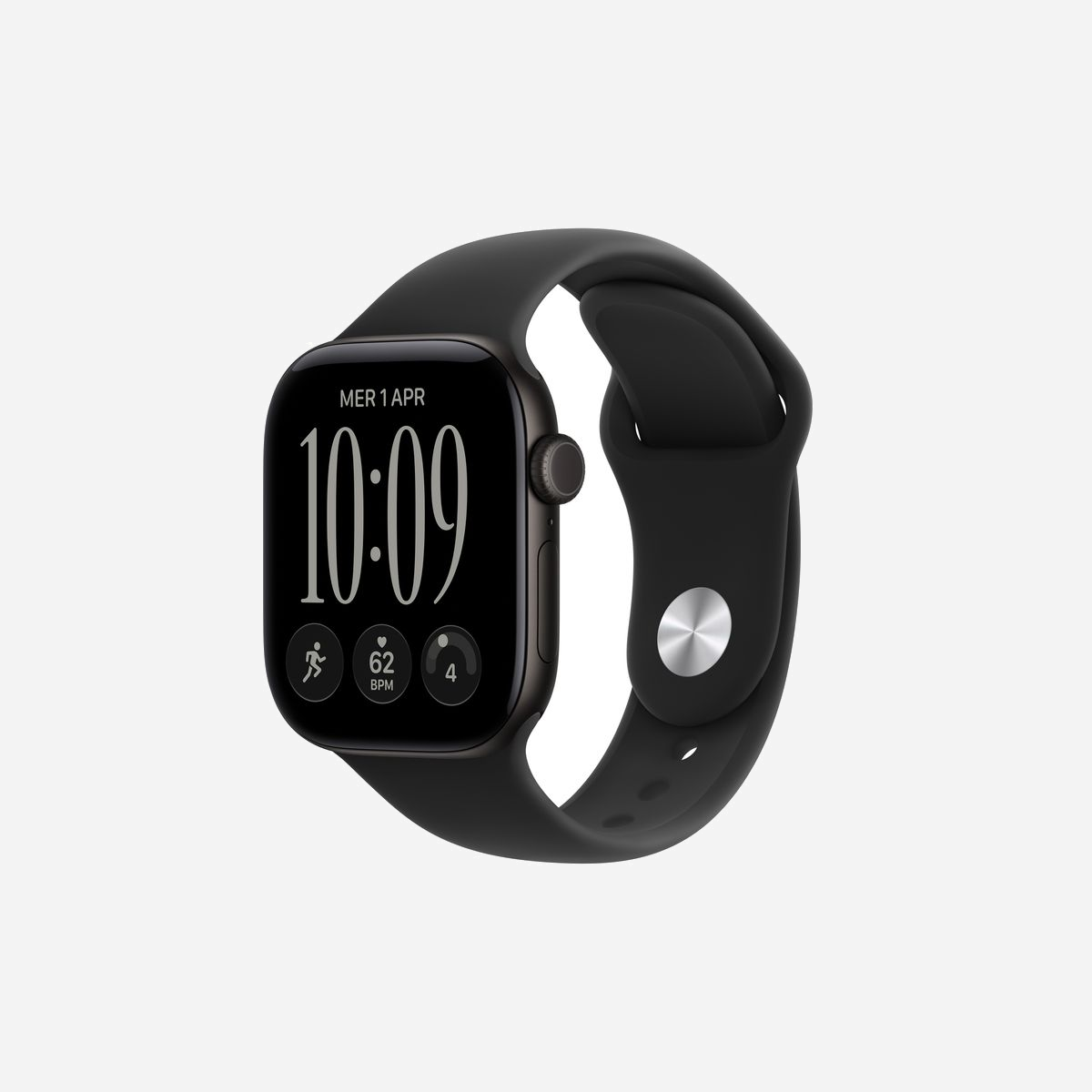 Montre connectée Apple Watch Series 12 OLED 42mm 374x446 pixels écran tactile Wifi GPS noir MJEA4ZR/A - L'Apple Watch Series 12 en boîtier aluminium noir de 42 mm incarne l'excellence technologique au service de votre santé et de votre quotidien. Dotée d'un écran OLED Retina de 374x446 pixels avec technologie Ceramic Shield 2, elle offre une luminosité exceptionnelle jusqu'à 2000 cd/m² et un affichage toujours actif pour une lisibilité optimale en toutes circonstances. Propulsée par la puce S11 à 2 cœurs et équipée d'un Neural Engine à 4 cœurs, cette montre connectée exploite Apple Intelligence pour des performances fluides et une réactivité instantanée sous watchOS 27. Avec 64 Go de mémoire flash, vous disposez d'un espace généreux pour vos applications et données. La Series 12 se distingue par son système de surveillance santé complet : capteur de fréquence cardiaque électrique et optique, mesure de l'oxygène sanguin, détection de l'apnée du sommeil, notifications d'hypertension et de rythme cardiaque irrégulier, suivi du cycle menstruel avec estimation de la fenêtre de fertilité, et capteur de température cutanée. L'application Vitals centralise vos données essentielles pour un suivi personnalisé. Conçue pour les sportifs, elle propose un suivi multisport avancé avec dynamiques de course, plus de 30 activités prédéfinies, et une étanchéité jusqu'à 50 mètres avec capteur de profondeur. Le GPS multi-constellation (GPS, GLONASS, Galileo, BeiDou, QZSS) assure un positionnement précis lors de vos sorties. L'autonomie atteint 24 heures en usage standard et 38 heures en mode économie d'énergie, avec recharge rapide sans fil. La connectivité Wi-Fi 4 et Bluetooth 5.3 garantit une synchronisation permanente avec votre iPhone sous iOS. Les fonctions de sécurité incluent la détection de chute, de collision et l'alerte SOS d'urgence. Compatible avec l'écosystème Apple, elle intègre Siri, Apple Pay pour les paiements sans contact, et de nombreuses fonctionnalités d'accessibilité. Le bracelet sport noir amovible s'adapte aux poignets de 130 à 200 mm.