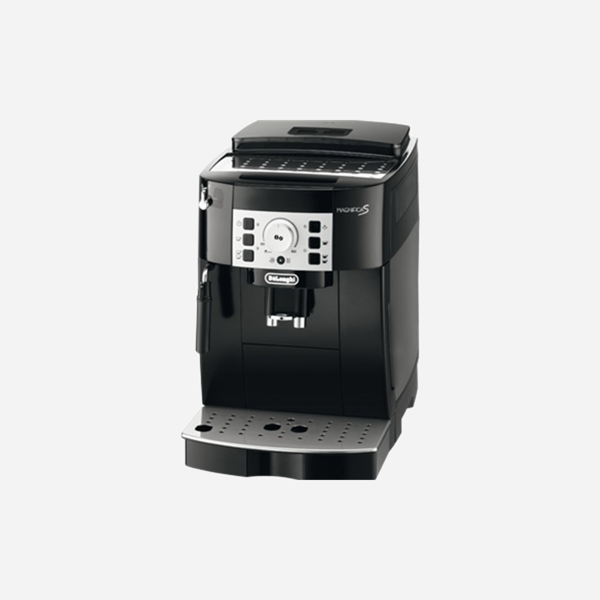 Machine à expresso automatique De'Longhi Magnifica S ECAM22.110.B 1,8L moulin conique 13 niveaux système cappuccino noir - La De'Longhi Magnifica S ECAM22.110.B représente la solution idéale pour les entreprises et professionnels souhaitant offrir un café de qualité barista sans compromis sur l'espace. Son format compact s'intègre parfaitement dans les espaces de travail, salles de réunion ou points de restauration d'entreprise. Cette machine entièrement automatique transforme chaque pause café en expérience premium grâce à son moulin conique silencieux à 13 niveaux de mouture. Vos collaborateurs et clients apprécieront la possibilité de personnaliser leur boisson selon leurs préférences : intensité du café, quantité d'eau, et même la fonction Mon Café pour mémoriser les réglages favoris. La polyvalence constitue un atout majeur : café classique, expresso corsé ou cappuccino onctueux grâce au système cappuccino intégré. Le réservoir de 1,8 litre et la capacité de 250 grammes de grains garantissent une autonomie appréciable pour répondre aux besoins quotidiens sans rechargement constant. Le système Thermoblock breveté assure une température optimale et constante, tandis que la pression de 15 bars extrait tous les arômes pour un résultat professionnel à chaque tasse. Le double bec permet de servir deux tasses simultanément, un gain de temps précieux aux heures de pointe. L'entretien simplifié représente un avantage opérationnel significatif : groupe de percolation amovible, programmes automatiques de rinçage et détartrage, filtre à eau intégré. La fonction économie d'énergie et l'arrêt automatique optimisent la consommation électrique. Investir dans la Magnifica S, c'est choisir la fiabilité De'Longhi, la satisfaction des utilisateurs et la maîtrise des coûts par rapport aux solutions externes de distribution de café.