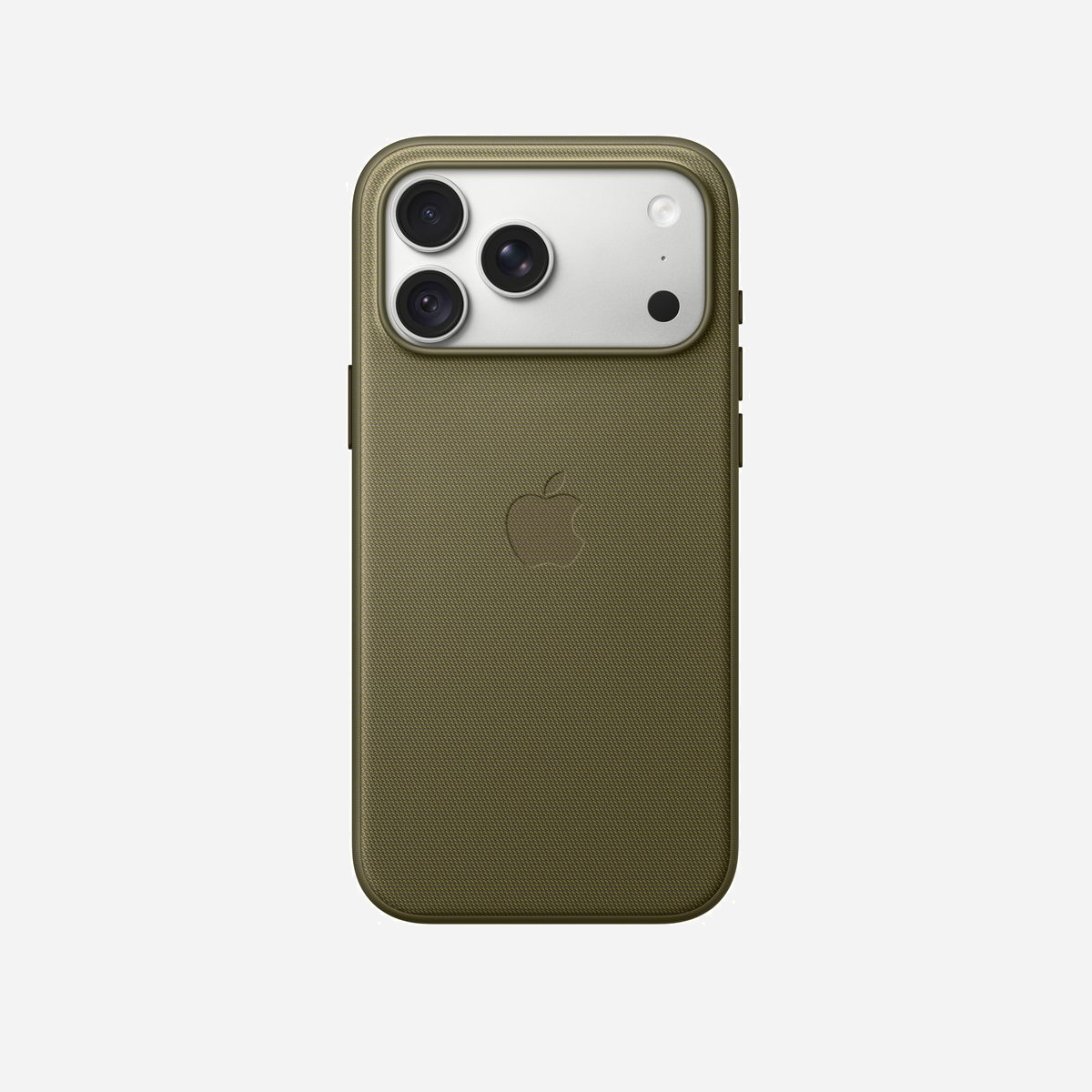 Coque Apple en tissage technique polyester recyclé avec MagSafe pour iPhone 18 Pro Max coloris Olive - La coque en tissage technique avec MagSafe pour iPhone 18 Pro Max incarne l'excellence Apple en matière de protection et de design. Fabriquée à partir de polyester 100 % recyclé, elle répond aux exigences des professionnels soucieux de leur impact environnemental sans compromis sur la qualité. Son tissage technique réalisé sur métier Jacquard crée une texture dimensionnelle unique et une teinte olive profonde, apportant une touche d'élégance sobre à votre équipement professionnel. Le contour en TPU légèrement texturé garantit une prise en main sûre lors de vos déplacements, tandis que les boutons en aluminium anodisé assurent une réactivité optimale au quotidien. La technologie MagSafe intégrée transforme l'expérience utilisateur : fixation magnétique parfaite, recharge sans fil accélérée sans retirer la coque, et compatibilité avec les chargeurs certifiés Qi2 25 W. Les deux points de fixation permettent d'attacher la Dragonne ou la Bandoulière Apple pour transporter votre iPhone en toute sécurité, mains libres lors de vos rendez-vous clients ou déplacements professionnels. Testée durant des milliers d'heures selon les standards Apple, cette coque protège efficacement votre iPhone 18 Pro Max contre les rayures et les chutes du quotidien professionnel. Elle préserve ainsi votre investissement tout en conservant l'esthétique premium de votre appareil. Un accessoire pensé pour les utilisateurs exigeants qui recherchent protection durable, fonctionnalité MagSafe et engagement environnemental dans un seul produit.