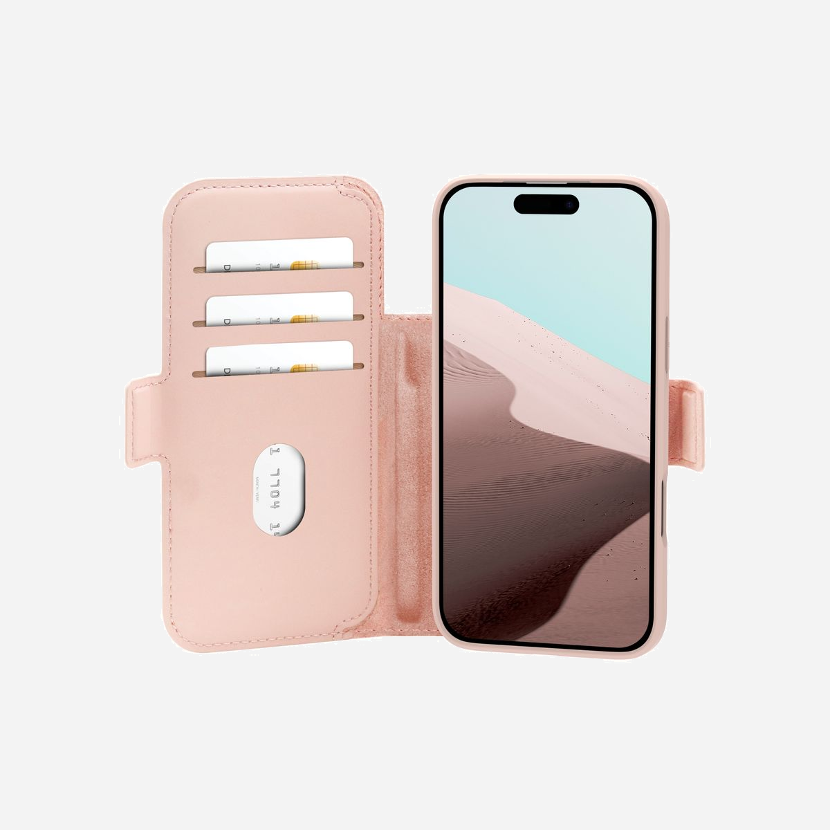 Étui Folio dbramante1928 Copenhagen ICON pour Apple iPhone 18 ProMax/17 ProMax 6.9" rose avec 3 compartiments cartes - L'étui Folio dbramante1928 Copenhagen ICON allie élégance scandinave et fonctionnalité pour votre iPhone 18 ProMax ou 17 ProMax 6.9". Conçu dans la teinte raffinée Pink Sand, cet accessoire transforme votre smartphone en véritable compagnon professionnel. Sa conception folio intègre 3 compartiments cartes qui vous permettent de ranger cartes bancaires, badges d'accès ou cartes de visite, éliminant ainsi le besoin d'un portefeuille séparé lors de vos déplacements professionnels. La fermeture magnétique assure une protection optimale tout en facilitant l'accès rapide à votre appareil. Le support de bureau intégré offre un angle de vision idéal pour les visioconférences, le suivi de présentations ou la consultation de documents, améliorant significativement votre confort de travail en mobilité. Les fonctions de protection contre la poussière et les rayures préservent l'intégrité de votre investissement technologique au quotidien. Certifié GRS, cet étui est fabriqué avec des matériaux recyclés, répondant aux exigences des entreprises engagées dans une démarche RSE. Avec seulement 80 grammes et des dimensions compactes (165 x 92 x 20 mm), il préserve la portabilité de votre iPhone tout en ajoutant une protection complète. La qualité de fabrication dbramante1928, marque danoise reconnue, garantit durabilité et finitions soignées. Un choix pertinent pour les professionnels recherchant un accessoire fonctionnel, protecteur et responsable.