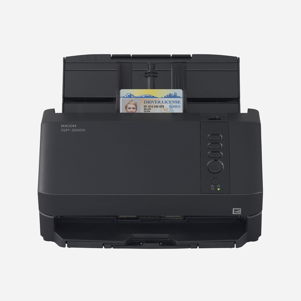 Scanner Ricoh SP-2240N avec ADF 600x600 DPI A4 40 ppm numérisation réseau et cloud noir - Le scanner Ricoh SP-2240N représente une solution de numérisation professionnelle particulièrement adaptée aux environnements de travail exigeants en matière de productivité documentaire. Avec sa vitesse de numérisation impressionnante de 40 pages par minute en mode simplex et 80 images par minute en recto verso, cet équipement permet de traiter rapidement des volumes importants de documents. Sa résolution optique de 600 x 600 DPI garantit une qualité d'image optimale, essentielle pour obtenir une reconnaissance de caractères OCR précise et fiable. Le capteur Dual CIS associé à une source lumineuse LED RGB assure une restitution fidèle des couleurs sur 24 bits, tout en gérant efficacement les niveaux de gris et les documents monochromes. Le chargeur automatique de 80 feuilles accepte une large gamme de supports, du papier ordinaire de 27 g/m² aux cartes épaisses jusqu'à 413 g/m² et 1,4 mm d'épaisseur. La fonction papier long permet de numériser des documents jusqu'à 6,1 mètres, idéale pour les plans ou documents spéciaux. Le capteur à ultrasons surveille l'alimentation papier pour prévenir les incidents et protéger vos documents précieux. La connectivité réseau Ethernet et USB 3.2 Gen 1 facilite l'intégration dans votre infrastructure existante. La numérisation directe vers le cloud, les dossiers réseau ou les PC s'effectue sans intervention manuelle grâce aux logiciels fournis, notamment PaperStream IP et PaperStream Capture. Compact avec ses dimensions de 292 x 163 x 150 mm et son poids de 3,3 kg, le SP-2240N s'installe facilement sur un bureau. Sa faible consommation énergétique de 15 W en fonctionnement et 0,1 W en veille, certifiée ENERGY STAR, en fait un choix économique et responsable pour votre entreprise.