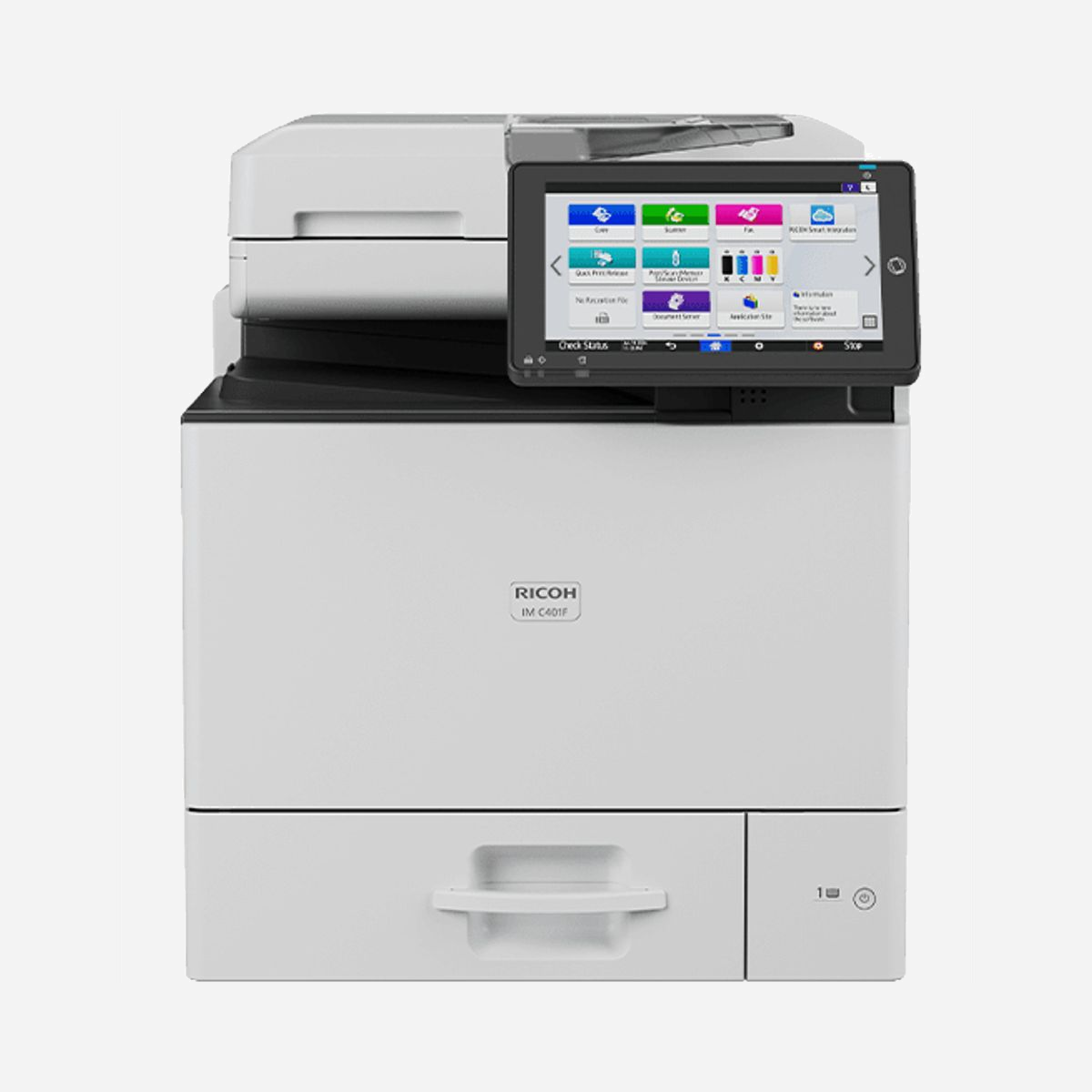 Imprimante multifonction Ricoh 423692 Laser couleur A4 1200x1200 DPI 40ppm WiFi impression recto-verso blanc - La Ricoh 423692 est une imprimante multifonction laser couleur conçue pour répondre aux exigences des environnements professionnels exigeants. Avec sa vitesse d'impression de 40 ppm en noir et 43 ppm en couleur, elle garantit une productivité optimale pour les équipes qui traitent quotidiennement des volumes importants de documents. Cette solution tout-en-un intègre l'impression, la copie, la numérisation et la télécopie couleur, centralisant ainsi l'ensemble de vos besoins documentaires sur un seul équipement. La résolution de 1200 x 1200 DPI assure une qualité d'impression professionnelle, idéale pour vos supports marketing, rapports et présentations clients. L'impression recto-verso automatique permet de réduire significativement votre consommation de papier, tandis que la capacité d'alimentation de 650 feuilles extensible jusqu'à 2300 feuilles minimise les interventions et optimise le temps de travail. Le temps de préchauffage de seulement 24 secondes garantit une disponibilité quasi immédiate. La connectivité complète WiFi, Ethernet Gigabit, USB et Bluetooth facilite l'intégration dans votre infrastructure réseau existante. Compatible avec Apple AirPrint et Mopria Print Service, elle permet l'impression mobile depuis smartphones et tablettes. La numérisation vers e-mail, FTP ou dossiers réseau simplifie le partage et l'archivage de vos documents. L'écran tactile couleur de 10,1 pouces offre une interface intuitive pour piloter l'ensemble des fonctions. Avec 6 Go de mémoire et un stockage SSD de 256 Go, cette imprimante traite efficacement les fichiers volumineux et complexes. Compatible Windows, macOS et Linux, la Ricoh 423692 s'adapte à tout environnement informatique professionnel.