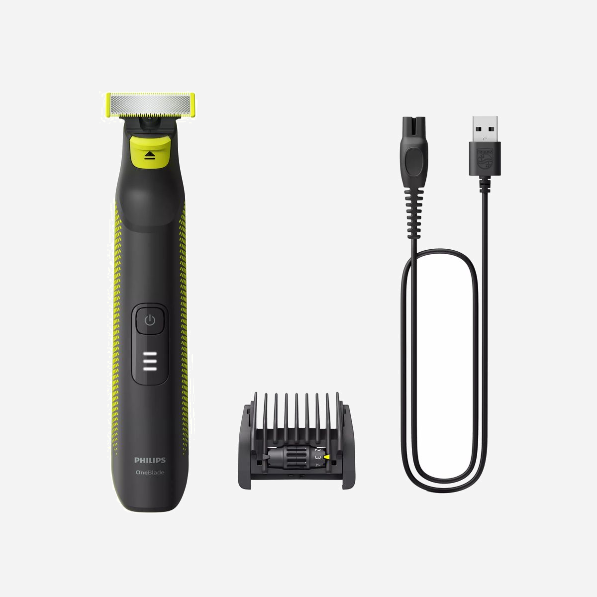Rasoir électrique Philips OneBlade Pro QP6506/15 visage et corps avec lame double usage et sabot ajustable - Le Philips OneBlade Pro QP6506/15 révolutionne votre routine de rasage et de taille en combinant trois fonctions essentielles en un seul appareil : tondre, styliser et raser, quelle que soit la longueur des poils. Fini la multiplication des outils dans votre salle de bain. Sa technologie de lame unique est conçue pour couper les poils sans agresser la peau, grâce au système Dual Protection qui préserve l'épiderme même lors d'un usage intensif. Le kit complet inclut une lame pour le visage et une lame spécifique pour le corps équipée d'une grille encliquetable, vous permettant d'entretenir l'ensemble de votre pilosité avec un seul équipement. La technologie Contour-Following assure un rasage précis en épousant les contours du visage et du corps, tandis que le sabot ajustable vous offre un contrôle total sur la longueur de coupe. L'appareil est totalement étanche et utilisable sous la douche comme à sec, s'adaptant ainsi à vos préférences et votre emploi du temps. Côté autonomie, la batterie Lithium-Ion offre 90 minutes d'utilisation continue après seulement 1 heure de charge. Les indicateurs LED vous informent en temps réel du niveau de batterie, éliminant tout risque de panne inopinée. Avec son poids plume de 144 grammes, le OneBlade Pro se glisse facilement dans une trousse de voyage. Un investissement durable pour les professionnels exigeants qui recherchent polyvalence, confort et efficacité au quotidien.