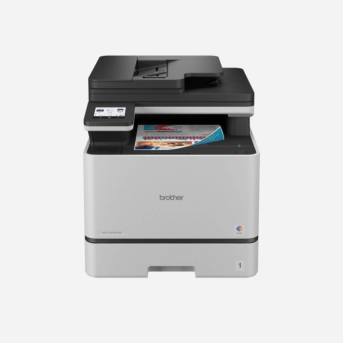 Imprimante multifonction laser Brother MFC-L8730CDW A4 couleur 2400x600 DPI 31 ppm WiFi NFC ADF 80 feuilles - La Brother MFC-L8730CDW s'impose comme la solution multifonction laser couleur de référence pour les entreprises qui exigent performance, fiabilité et sécurité au quotidien. Avec sa vitesse d'impression de 31 pages par minute en noir comme en couleur et sa résolution de 2400 x 600 DPI, cette imprimante professionnelle garantit des documents d'une qualité irréprochable, même lors de tirages intensifs. Conçue pour optimiser la productivité des équipes, elle intègre un chargeur automatique de documents de 80 feuilles et un bac papier extensible jusqu'à 750 feuilles, réduisant considérablement les interventions manuelles. Le recto-verso automatique sur toutes les fonctions (impression, copie, numérisation, télécopie) permet de rationaliser les flux documentaires tout en maîtrisant les coûts. La connectivité complète répond aux exigences des environnements professionnels modernes : WiFi, Ethernet Gigabit, USB, WiFi Direct et NFC pour une authentification sécurisée. Les utilisateurs bénéficient d'une impression mobile via Apple AirPrint, Brother Mobile Connect et Mopria Print Service. L'écran tactile couleur de 3,5 pouces et les 48 raccourcis configurables simplifient l'utilisation quotidienne. La sécurité professionnelle intégrée protège vos données sensibles grâce aux protocoles SSL/TLS, IPSec, WPA3-SAE et à l'impression sécurisée. Compatible avec les solutions de gestion d'impression tierces comme Tungsten Automation et YSoft, la MFC-L8730CDW s'intègre parfaitement dans votre infrastructure IT existante. Avec un cycle de service mensuel recommandé de 5000 pages et une capacité maximale de 60000 pages, cette multifonction accompagne durablement la croissance de votre activité.