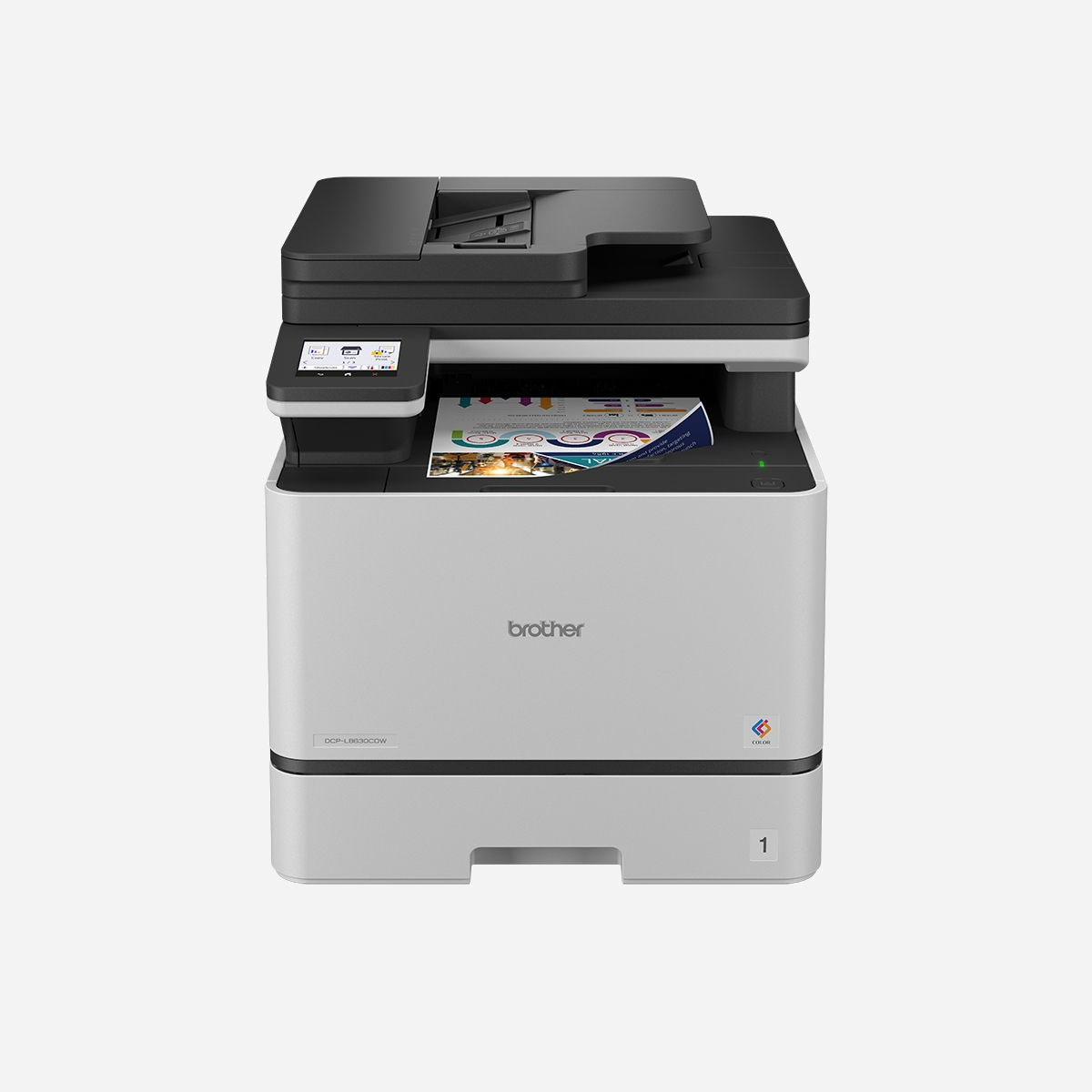 Imprimante multifonction Brother DCP-L8630CDW Laser couleur A4 31ppm 2400x600 DPI WiFi ADF 80 feuilles - La Brother DCP-L8630CDW s'impose comme une solution multifonction laser couleur performante, spécialement conçue pour répondre aux exigences des environnements professionnels à forte volumétrie. Avec une vitesse d'impression de 31 pages par minute en couleur comme en noir et blanc, cette imprimante garantit une productivité optimale pour vos équipes. Son chargeur automatique de documents de 80 feuilles et son scanner à plat offrent une grande polyvalence pour la numérisation de vos documents. La résolution d'impression de 2400 x 600 DPI assure une qualité professionnelle constante, tandis que la fonction recto verso automatique permet de réduire vos coûts papier et votre impact environnemental. La connectivité complète constitue un atout majeur : WiFi, Ethernet Gigabit, USB et WiFi Direct facilitent l'intégration dans votre infrastructure réseau existante. Compatible avec Apple AirPrint, Brother Mobile Connect et Mopria Print Service, elle s'adapte aux usages mobiles de vos collaborateurs. La capacité papier extensible jusqu'à 750 feuilles limite les interventions de rechargement, tandis que l'écran tactile couleur de 3,5 pouces simplifie la navigation et le paramétrage. Les fonctionnalités de sécurité avancées incluent l'impression sécurisée, le chiffrement SSL/TLS et la compatibilité avec les protocoles d'authentification 802.1x. Conçue pour un cycle mensuel recommandé de 5000 pages et capable de gérer jusqu'à 60000 pages, la DCP-L8630CDW s'adresse aux services administratifs, comptables et commerciaux nécessitant fiabilité et performance au quotidien. Sa compatibilité avec les solutions de gestion d'impression et les Fonctions+ Brother permet d'optimiser vos flux documentaires et de maîtriser vos coûts d'impression.