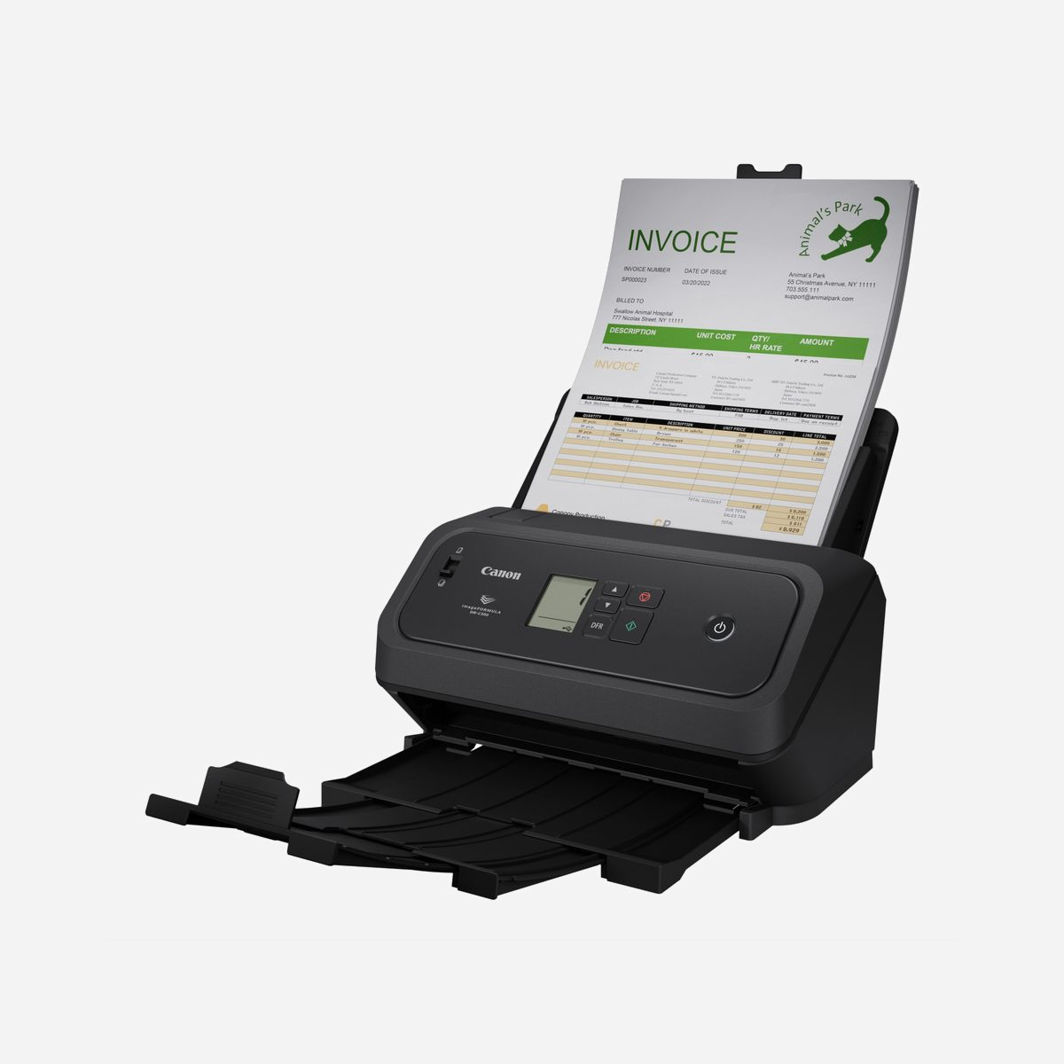 Scanner Canon DR-C340 ADF 600x600 DPI A4 100 feuilles capteur CIS LED RGB 7000 pages/jour noir - Le Canon DR-C340 est un scanner professionnel conçu pour répondre aux besoins de numérisation intensive des entreprises et services administratifs. Avec sa capacité à traiter jusqu'à 7000 pages par jour, il s'impose comme un outil fiable pour les environnements exigeants où la productivité est essentielle. Son chargeur automatique de 100 feuilles permet de numériser des lots importants sans intervention manuelle constante, libérant ainsi du temps pour vos équipes. La fonction recto verso automatique accélère le traitement des documents tout en garantissant une capture complète des informations. La résolution optique de 600 x 600 DPI assure une qualité de numérisation optimale pour vos documents professionnels, contrats, factures ou dossiers clients. Le capteur CIS avec source lumineuse LED RGB garantit une reproduction fidèle des couleurs et un rendu précis des textes. Les fonctionnalités avancées comme le lecteur de codes à barres et la détection de double feuille à ultrasons réduisent les erreurs de traitement et simplifient la gestion documentaire. L'écran intégré facilite la configuration et le suivi des opérations de numérisation. Compact avec ses dimensions de 283 x 223 x 218 mm et son poids de 3,2 kg, le DR-C340 s'intègre facilement dans tout environnement de bureau. La connectivité USB Type-C moderne assure une compatibilité étendue et des transferts de données rapides. Sa faible consommation énergétique témoigne d'une conception respectueuse de l'environnement, avec seulement 0,6 W en veille. Un investissement pertinent pour digitaliser efficacement vos flux documentaires.