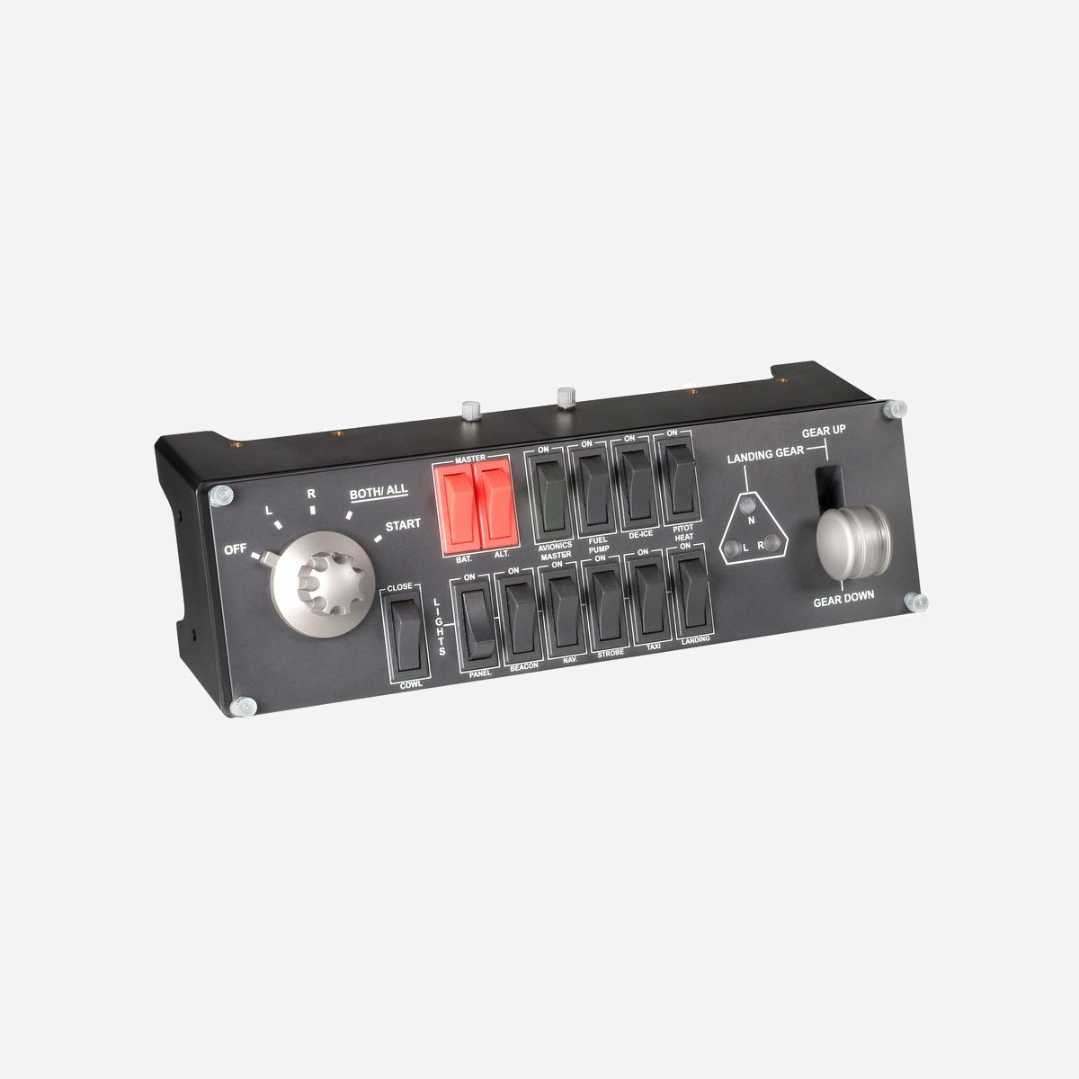 Panneau de contrôle Logitech G Saitek Pro Flight Switch Panel USB analogique/numérique pour simulation de vol PC noir - Le Logitech G Saitek Pro Flight Switch Panel transforme votre expérience de simulation de vol en reproduisant fidèlement l'environnement d'un cockpit professionnel. Conçu pour les passionnés de simulation aérienne exigeants, ce panneau de contrôle offre une immersion totale grâce à ses commutateurs et interrupteurs de qualité aviation. Avec sa technologie analogique et numérique, ce panneau permet de gérer l'ensemble des systèmes électriques de votre appareil virtuel : magnétos, alternateurs, éclairages, pompes à carburant et bien d'autres fonctions essentielles. Chaque interrupteur procure un retour tactile précis, éliminant les approximations du clavier et permettant des manœuvres instinctives sans quitter les commandes de vol des yeux. La connectivité USB filaire garantit une réactivité instantanée et une compatibilité immédiate avec les principaux simulateurs PC sous Windows 7, 8, 8.1 et 10. Son format compact de 285 x 105 x 95 mm et son poids contenu de 500 g facilitent l'intégration dans votre poste de pilotage, que ce soit sur un bureau standard ou un cockpit dédié. L'architecture modulaire Saitek permet de combiner ce Switch Panel avec d'autres panneaux de la gamme Pro Flight pour créer une configuration personnalisée évolutive. La construction robuste en finition noire assure une durabilité à long terme, même lors de sessions intensives. Idéal pour Microsoft Flight Simulator, X-Plane ou Prepar3D, ce panneau élève votre simulation au niveau supérieur en remplaçant les raccourcis clavier par des commandes physiques authentiques, libérant ainsi votre concentration pour le pilotage lui-même.