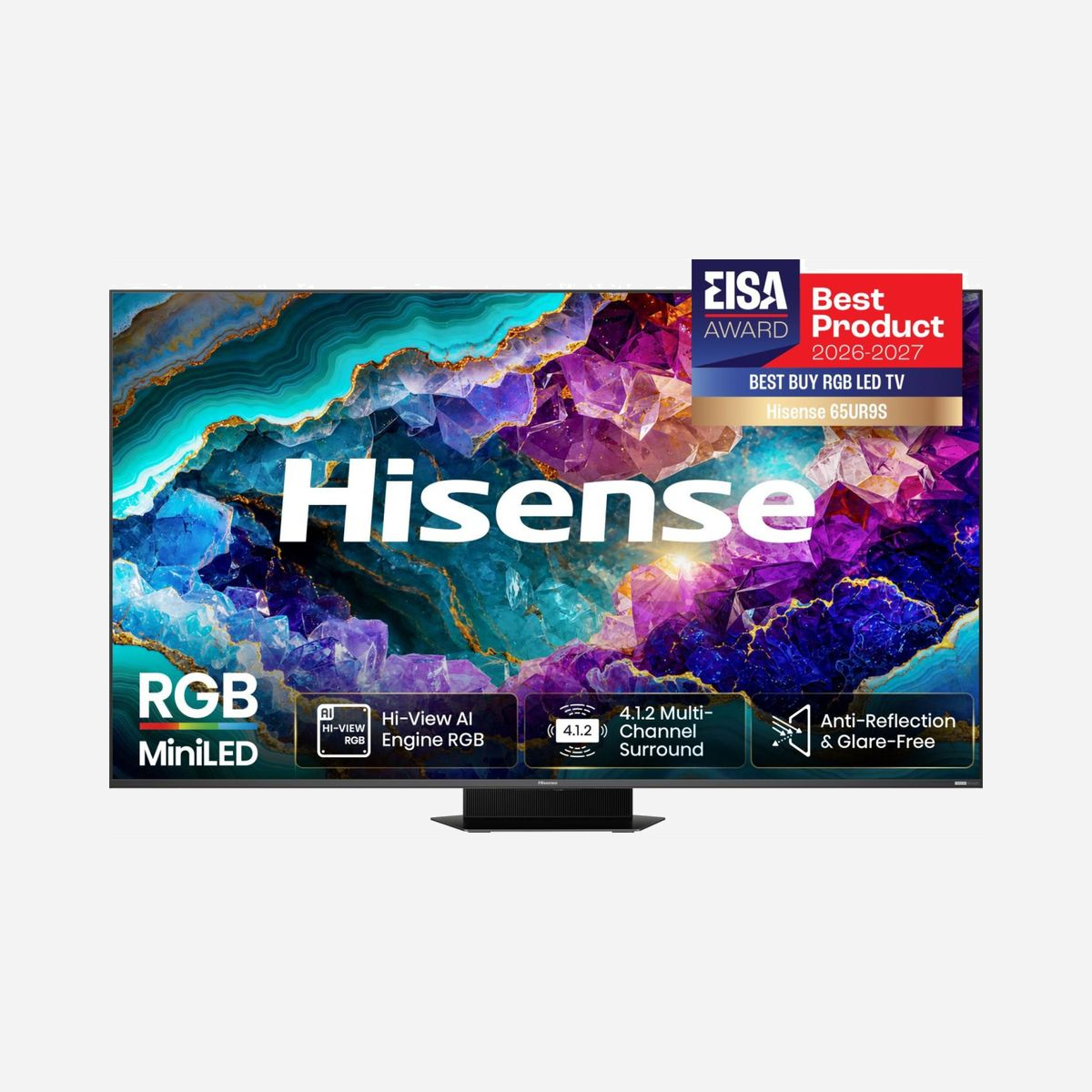 Téléviseur Hisense 65UR9DS 65" 4K Ultra HD Smart TV RGB-Mini LED 3840x2160 6ms WiFi Ethernet noir - Le téléviseur Hisense 65UR9DS redéfinit l'expérience visuelle professionnelle et domestique grâce à sa dalle 65 pouces 4K Ultra HD équipée de la technologie RGB-Mini LED. Cette innovation offre un contrôle précis du rétroéclairage, garantissant des contrastes exceptionnels et une luminosité optimale pour vos présentations, contenus multimédias et sessions de travail collaboratif. Avec son taux de rafraîchissement natif de 170 Hz et un temps de réponse de 6 ms, ce modèle s'adresse aux environnements exigeants nécessitant fluidité et réactivité. Les technologies ALLM et VRR, associées aux ports HDMI 2.1, assurent une compatibilité optimale avec les équipements professionnels modernes et les solutions de visioconférence. Le système audio intégré de 80W avec subwoofer et décodage Dolby Atmos transforme vos espaces de réunion en véritables salles immersives, sans nécessiter d'équipement externe supplémentaire. La compatibilité eARC facilite l'intégration dans des installations audiovisuelles existantes. La plateforme VIDAA Smart TV offre un accès direct aux applications professionnelles et services de streaming. La connectivité Wi-Fi 6 tri-bande et Ethernet garantit une stabilité réseau essentielle pour le partage de contenus en temps réel. La prise en charge d'Apple AirPlay 2 simplifie le partage d'écran depuis les appareils mobiles. Les certifications HDR10, HDR10 Plus Adaptive, Dolby Vision Gaming et HLG assurent une restitution fidèle des couleurs, critère déterminant pour les secteurs créatifs, médicaux ou industriels. Les angles de vision de 178° horizontaux et verticaux permettent une visibilité optimale en configuration multi-utilisateurs. Avec sa classe énergétique E en SDR et ses fonctions de gestion intelligente de la consommation, ce téléviseur répond aux exigences environnementales des organisations soucieuses de leur empreinte écologique.