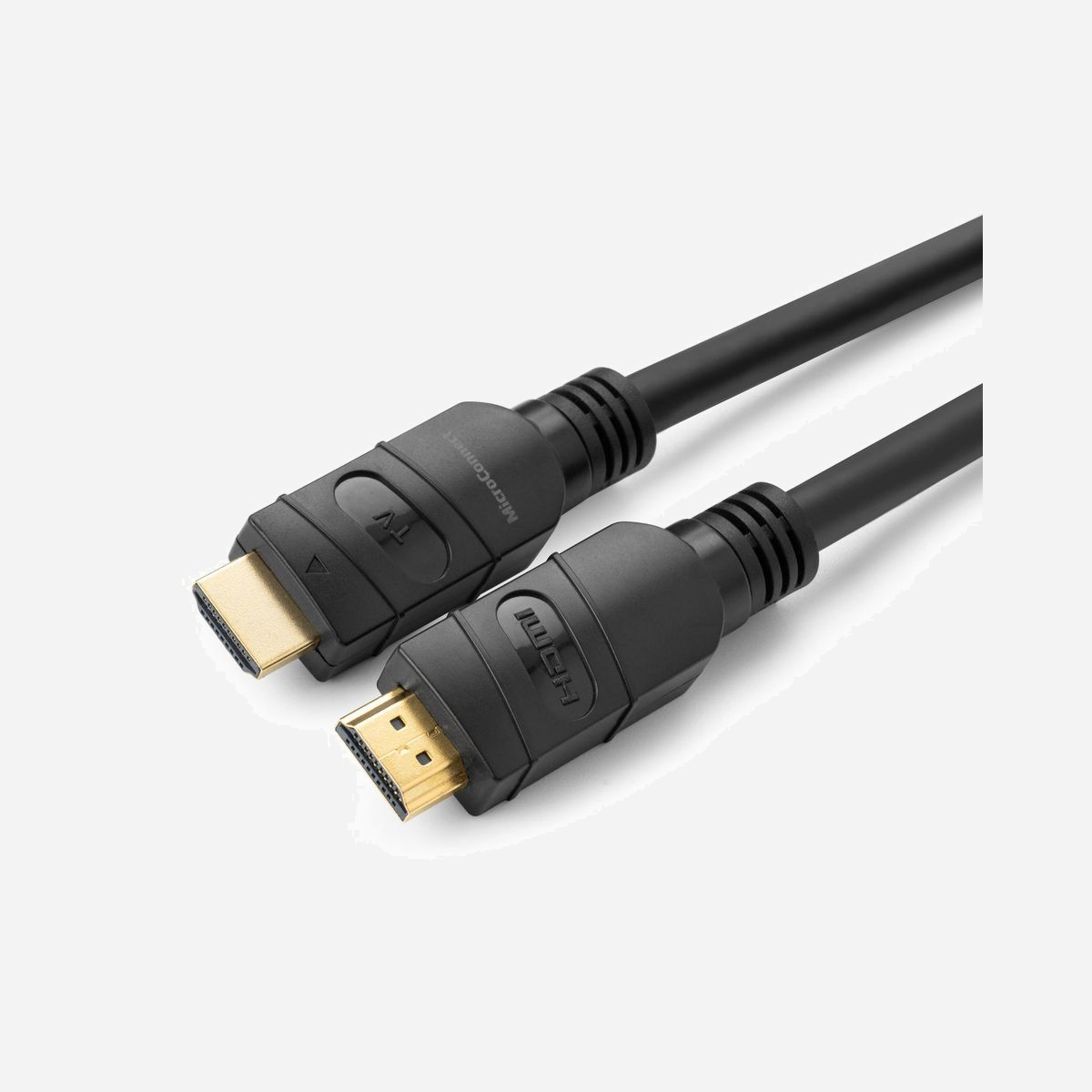 Câble HDMI Microconnect MC-HDM191915V2.0AMP 15m HDMI 2.0 18Gbit/s 4K@60Hz HDCP 2.2 ARC CEC Type A noir - Le câble HDMI Microconnect MC-HDM191915V2.0AMP de 15 mètres répond aux exigences des installations professionnelles nécessitant une transmission vidéo et audio haute définition sur longue distance. Certifié HDMI 2.0 avec une bande passante de 18 Gbit/s, il garantit une diffusion fluide des contenus 4K à 60Hz, idéal pour les salles de réunion, espaces de formation, showrooms ou installations audiovisuelles d'entreprise. Ce câble haute performance prend en charge les technologies essentielles du marché actuel : HDCP 2.2 pour la protection des contenus premium, HDR10 pour une qualité d'image optimale avec contraste élevé, et l'échantillonnage couleur 4:4:4 garantissant une fidélité chromatique parfaite. Le canal ARC permet de simplifier les installations en gérant le retour audio, tandis que le support CEC facilite le contrôle centralisé des équipements connectés. La construction professionnelle assure fiabilité et durabilité : conducteurs en cuivre AWG 26, blindage aluminium mylar contre les interférences électromagnétiques, connecteurs plaqués or pour une conductivité optimale et résistance à la corrosion. Le diamètre de 8 mm et la gaine PVC robuste conviennent aux installations fixes exigeantes. Attention : ce câble fonctionne en mode unidirectionnel uniquement. Le sens de connexion doit être respecté pour assurer le bon fonctionnement de votre installation. Avec sa longueur de 15 mètres, ce câble Microconnect offre la flexibilité nécessaire pour relier écrans, vidéoprojecteurs et sources vidéo distants, tout en maintenant une qualité de signal irréprochable conforme aux standards professionnels actuels.