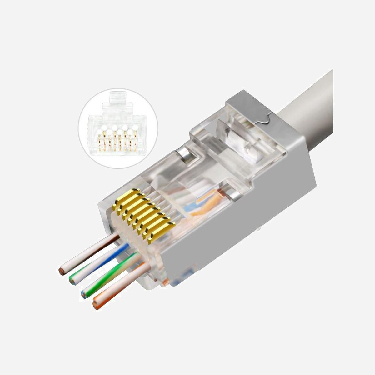 Connecteurs Microconnect KON512-50EZ RJ45 CAT6a Easy-Connect traversants argent pour câble réseau lot de 50 pièces - Les connecteurs RJ45 CAT6a Easy-Connect KON512-50EZ de Microconnect révolutionnent l'installation de câblages réseau professionnels grâce à leur conception traversante innovante. Conditionnés par lot de 50 pièces, ces connecteurs s'adressent aux techniciens et installateurs réseau qui recherchent efficacité et fiabilité. La technologie Easy-Connect permet aux fils de traverser entièrement le connecteur et de ressortir à l'avant, offrant ainsi une visibilité totale sur l'ordre des conducteurs avant sertissage. Cette fonctionnalité élimine les erreurs de câblage et réduit considérablement le temps d'intervention, particulièrement appréciable lors de déploiements d'infrastructure réseau de grande envergure. Conformes à la norme CAT6a avec blindage F/FTP, ces connecteurs garantissent des performances optimales jusqu'à 10 Gigabit/s. Le système de fixation sur la gaine du câble minimise la distance entre les torsades et les contacts, préservant ainsi l'intégrité du signal et réduisant les interférences électromagnétiques. Les contacts plaqués or assurent une conductivité durable et une résistance à la corrosion. Compatibles avec les câbles AWG 23, ces connecteurs traversants conviennent parfaitement aux installations tertiaires, datacenters, et infrastructures industrielles nécessitant des liaisons réseau haute performance. Leur finition argentée et leur certification RoHS témoignent d'une fabrication soignée respectueuse des normes environnementales. Le conditionnement par 50 unités représente un stock optimal pour les professionnels du câblage, garantissant disponibilité et continuité sur les chantiers d'envergure.