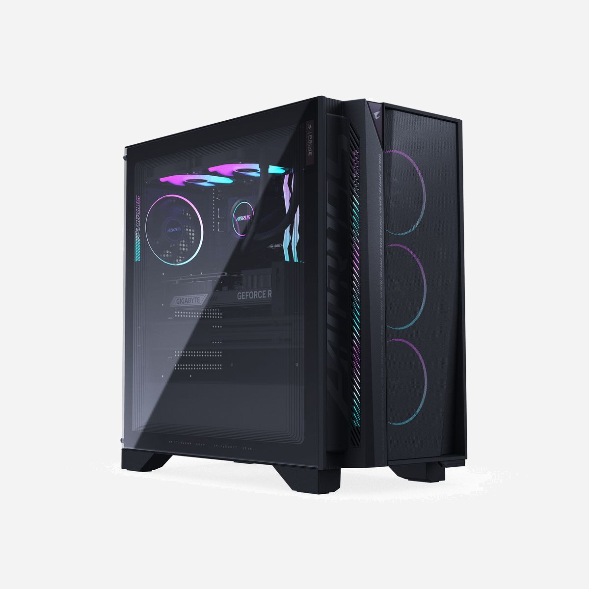 PC de bureau GIGABYTE AORUS PRIME 5 AMD Ryzen 7 9800X3D RTX 5070 Ti 16GB 32GB DDR5 SSD 2TB Windows 11 Home - Le GIGABYTE AORUS PRIME 5 représente une solution gaming et création de contenu haut de gamme, conçue pour les professionnels et passionnés exigeants. Cette station de travail exploite la puissance du processeur AMD Ryzen 7 9800X3D avec sa technologie 3D V-Cache de 96 Mo, offrant des performances exceptionnelles dans les applications multithread et les jeux AAA les plus gourmands. La carte graphique NVIDIA GeForce RTX 5070 Ti avec 16 Go de mémoire GDDR7 garantit une fluidité remarquable en 4K et active les fonctionnalités d'intelligence artificielle pour le ray tracing, le DLSS et la création assistée par IA. Cette configuration permet de gérer simultanément le gaming en haute résolution, le streaming professionnel et le rendu 3D. Avec 32 Go de mémoire DDR5 cadencée à 5600 MT/s et un SSD NVMe Gen4 de 2 To, le système assure des temps de chargement quasi instantanés et une réactivité optimale en multitâche intensif. Le refroidissement liquide maintient des températures stables même sous charge prolongée, préservant les performances et la longévité des composants. La connectivité moderne inclut le Wi-Fi 7, l'Ethernet 2.5 Gbit/s, de multiples ports USB 3.2 dont deux Type-C, ainsi que des sorties HDMI 2.1 et DisplayPort 2.1b pour piloter des écrans haute résolution et haute fréquence. L'alimentation 850W certifiée 80 PLUS Gold garantit efficacité énergétique et stabilité. Livré avec Windows 11 Home préinstallé, ce PC est opérationnel immédiatement pour les environnements professionnels exigeant puissance graphique, calcul intensif et fiabilité au quotidien.