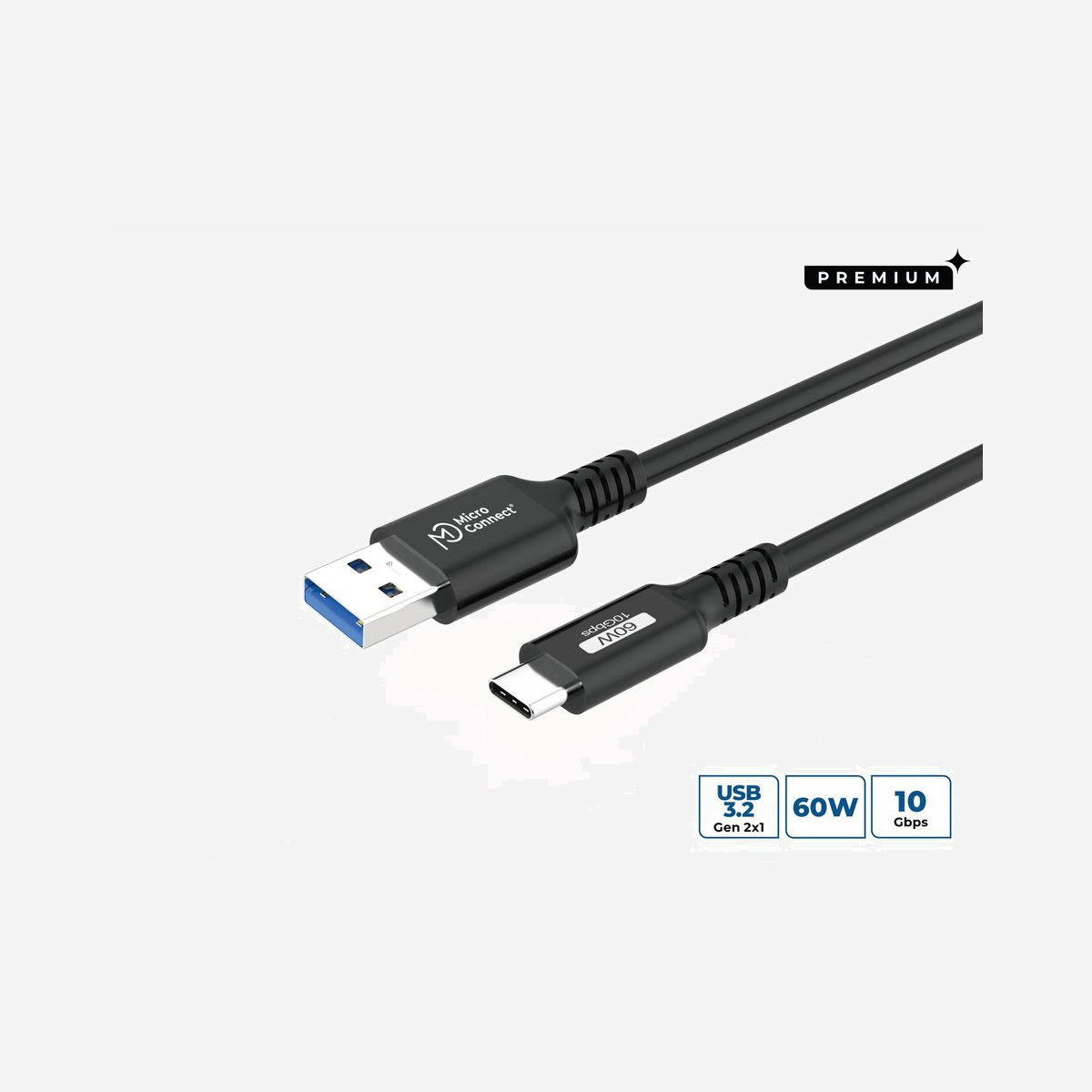 Câble Microconnect USB3.2AC05 USB-C vers USB-A 0,5m USB 3.2 Gen 2 10Gbps Power Delivery 60W 20V/3A noir - Le câble Microconnect USB3.2AC05 représente une solution de connectivité professionnelle complète pour vos équipements USB-C et USB-A. Avec sa longueur compacte de 0,5 mètre, il s'intègre parfaitement dans les environnements de travail où la proximité entre périphériques est privilégiée, évitant l'encombrement des câbles trop longs sur les bureaux. Ce câble Premium exploite pleinement le standard USB 3.2 Gen 2 pour offrir des débits de transfert atteignant 10Gbps, soit le double des performances USB 3.0 classiques. Vos sauvegardes de fichiers volumineux, transferts de données professionnelles ou synchronisations de supports multimédias s'effectuent avec une rapidité optimale, un atout précieux pour les professionnels manipulant régulièrement des volumes importants. La fonction Power Delivery 60W constitue un avantage majeur : ce câble alimente et recharge efficacement ordinateurs portables, tablettes professionnelles et smartphones compatibles USB-C, avec une intensité de 20V/3A. Vous disposez ainsi d'un seul câble pour la charge rapide et le transfert de données simultané, simplifiant votre infrastructure de connexion. La construction soignée avec blindage des connecteurs et gaine en élastomère thermoplastique garantit une durabilité accrue face aux manipulations quotidiennes. Les connecteurs droits mâle USB-C et USB-A assurent une compatibilité étendue avec vos équipements récents et existants. Référence USB3.2AC05, ce câble Microconnect s'adresse aux professionnels recherchant performances, fiabilité et polyvalence dans une solution de connectivité compacte et efficace.