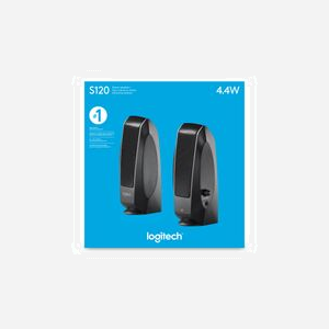 Haut-parleurs Logitech LGT-S120 2.0 canaux, 2.2W RMS, 50-20000 Hz, Entrée 3.5mm et RCA, Sortie casque 3.5mm, Alimentation secteur, Noir, 68x64x158mm - Miniature 3