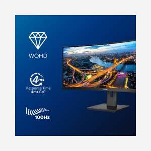 Philips B Line 346B1C/00 Écran LCD 34" Quad HD 3440x1440 VA 1500R, 4ms, 300cd/m², USB-C 90W, HDMI 2.0, DisplayPort 1.2, Hub USB 3.2, Haut-parleurs - Miniature 4