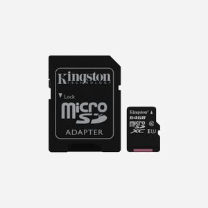 Kingston Canvas Select 64Go MicroSDXC UHS-I U1 Classe 10, lecture 80Mo/s, écriture 10Mo/s, FAT32/exFAT, résistant aux chocs et à l'eau, adaptateur SD inclus