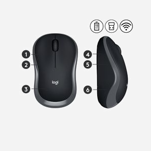 Logitech M185 Souris sans fil optique 1000 DPI RF 2.4GHz ambidextre gris - compatible Windows, macOS, Linux, ChromeOS - 1 pile AA - Récepteur USB Type-A - Miniature 4