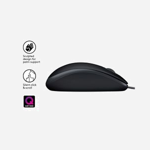 Logitech B110 Silent Souris Optique USB 1000 DPI Ambidextre - 3 Boutons, Câble 1.8m, Windows/macOS/Linux/ChromeOS, Noir, Réf: 910-005508 - Miniature 5